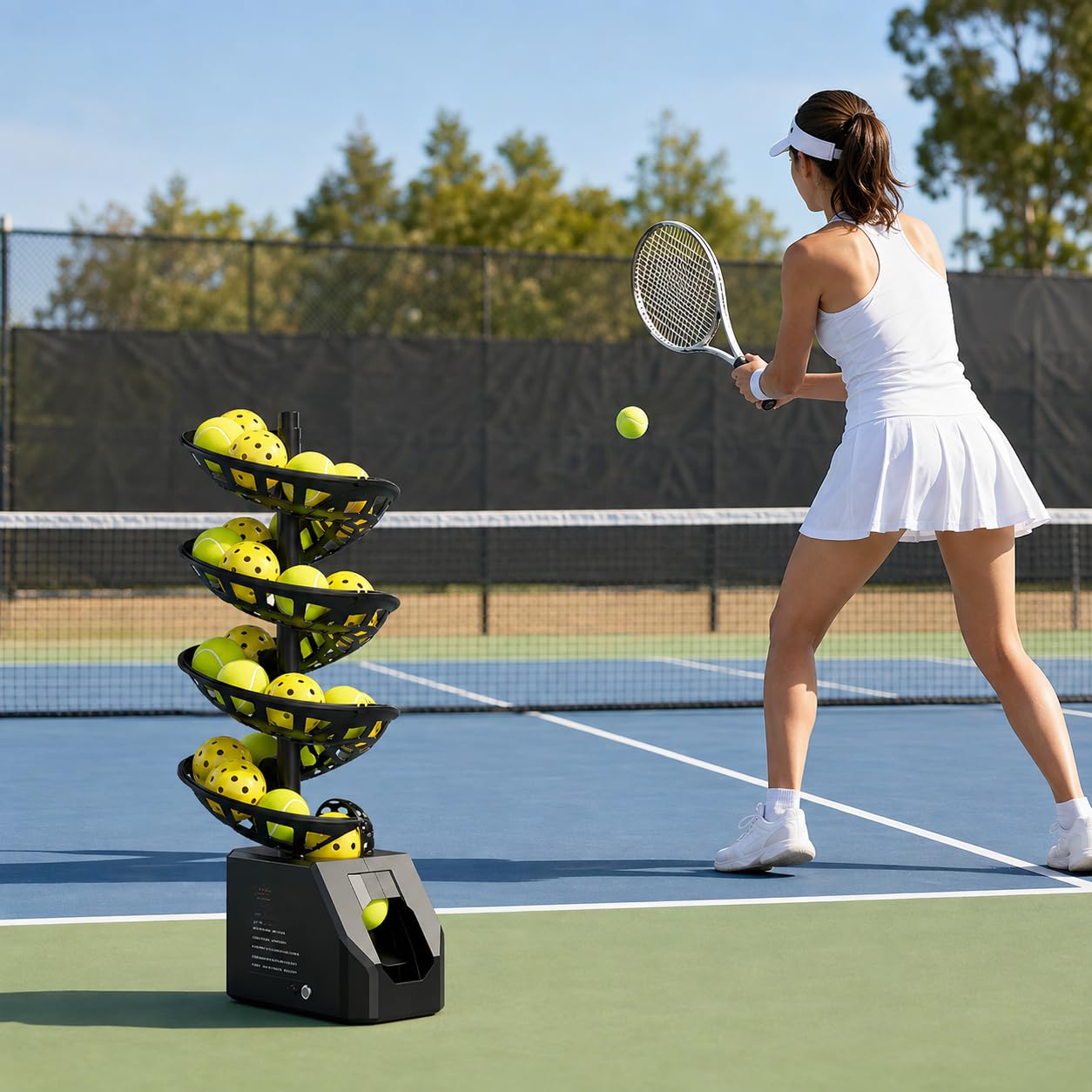 Lanciatore di palline da tennis con telecomando e batteria ricaricabile 10H