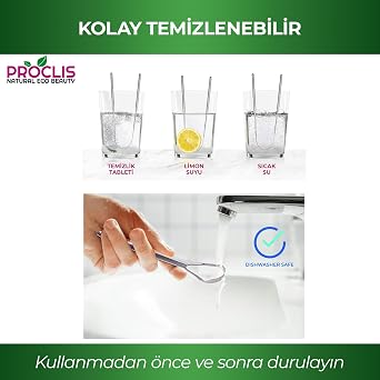 Proclis Paslanmaz Çelik Dil Temizleyici Sıyırıcı, Ağız Hijyeni İçin Dil Plak Temizleme, Ferah Bir Nefes Sağlar (M)