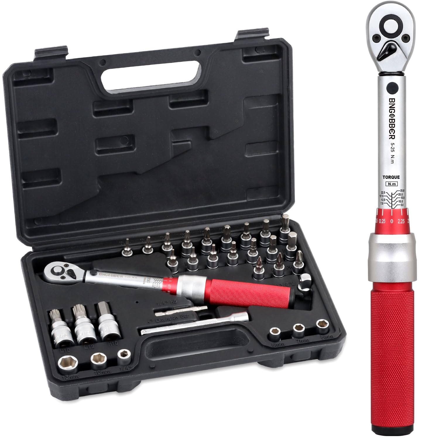 BINGCOBBER 1/2" Drehmomentschüssel Set 28-210NM mit Adapter,