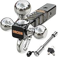 ORCISH 4-in-1 Tri-Ball Trailer Hitch Mount with Tow Hook & Anti-Theft Lock - 1-7/8", 2", 2-5/16" Balls, 2" Receiver, 10,000 LB Capacity