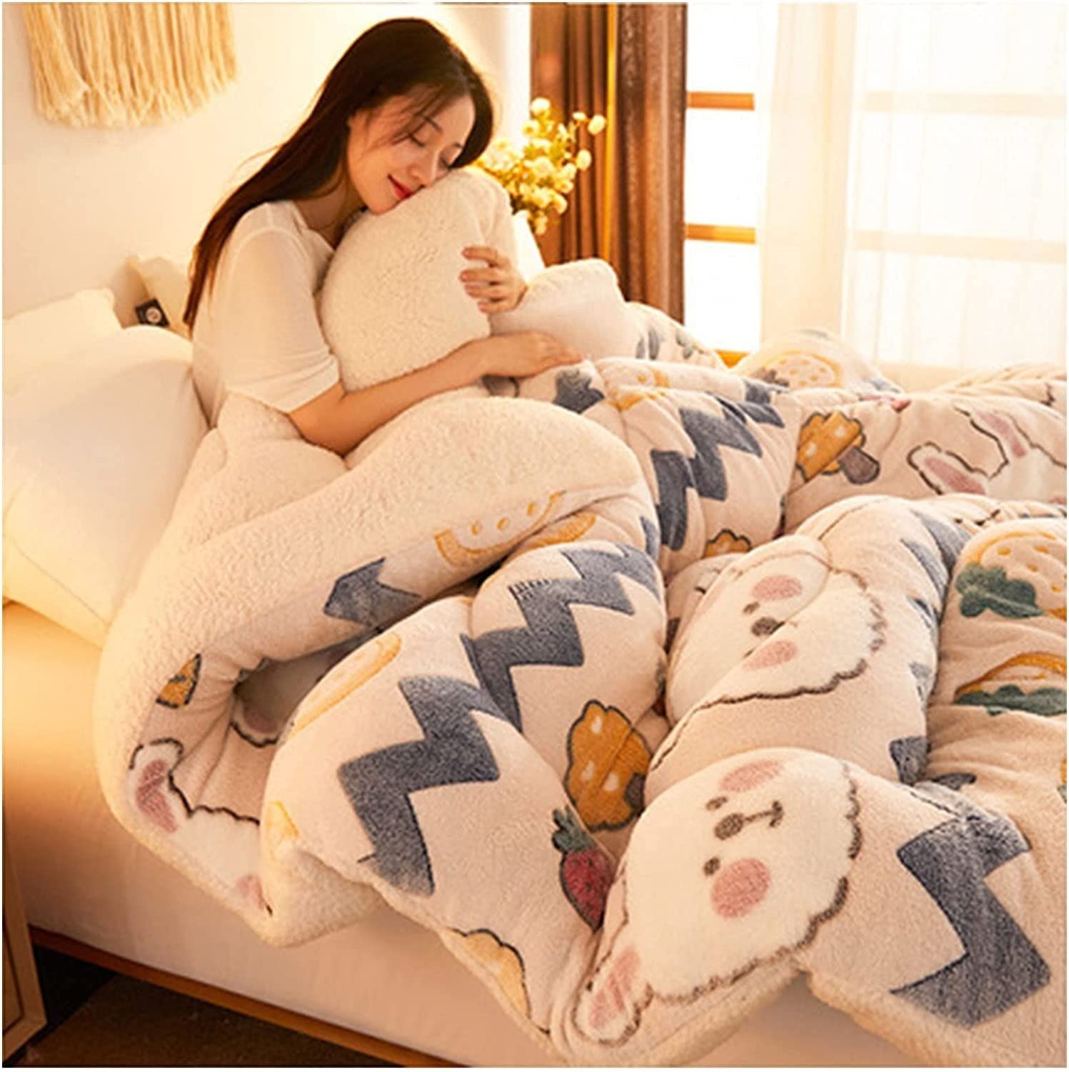 LLiuvcc Thick Warm Cashmere Blanket Bedding, Fleece Blanket, Winter Quilt Thicken Lamb Cashmere Duvet for Winter Double Bed, Bedding, Fluffy Soft Plush(Colour5,150x200cm(3.5KG))