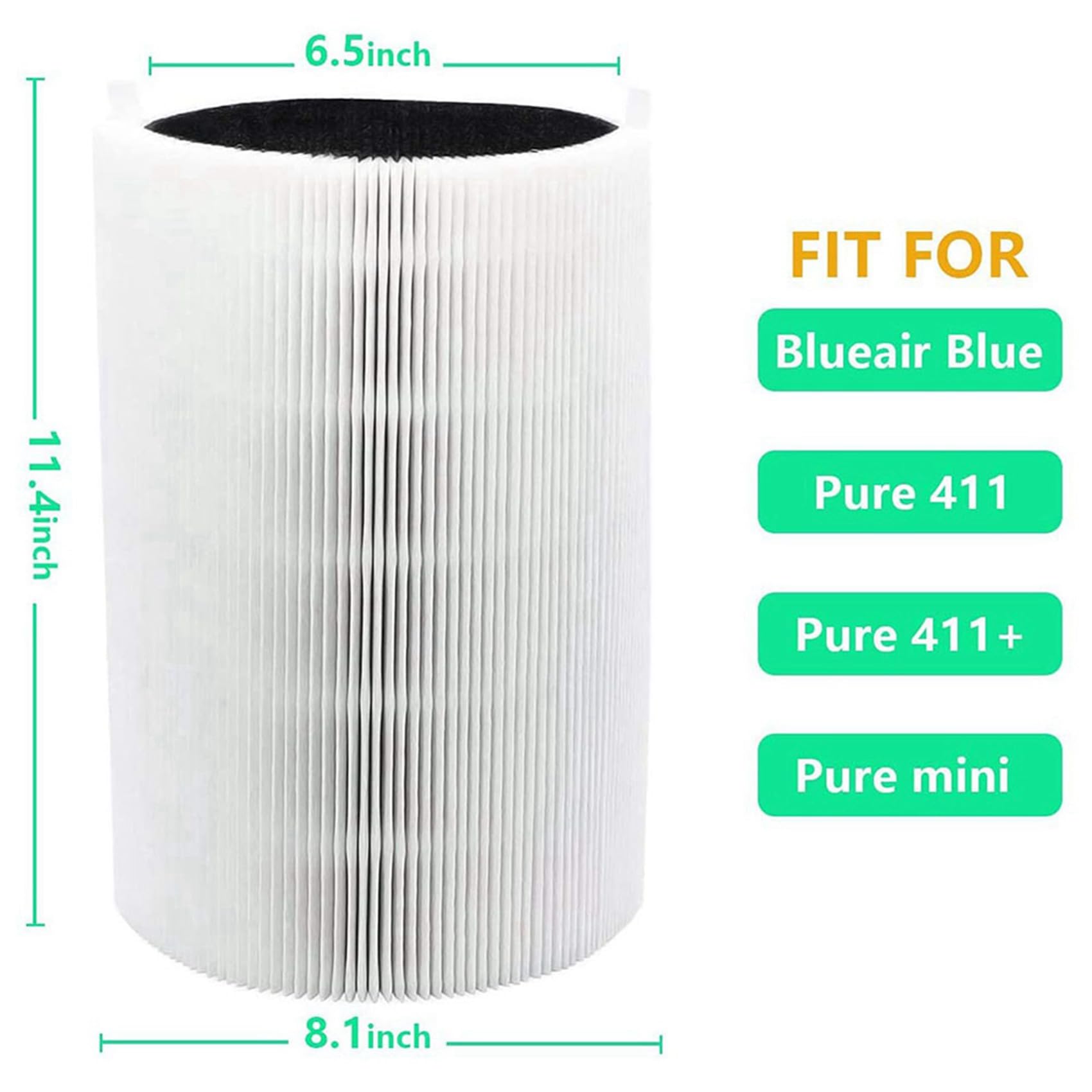 Filtro di Ricambio da 8 Pezzi per Blu Pure 411,411 + e Mini Purificatore d'Aria, Filtro HEPA e Composito Un