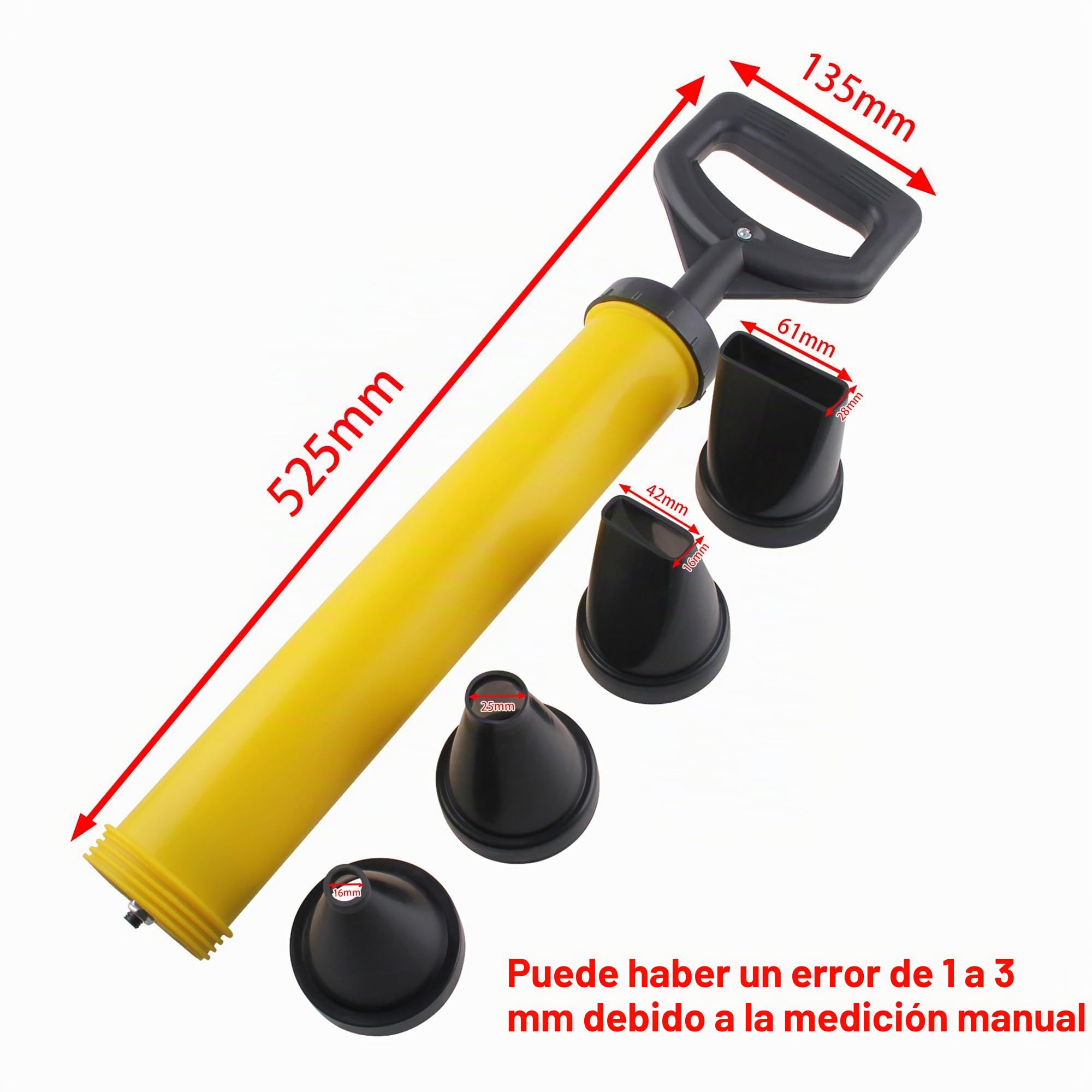 Pistola de lechada para mortero con 4 boquillas, pistola de mortero o bomba de mortero manual para concreto, pistola de mortero DIY con accesorios - Prensa de mortero Pistola de mortero