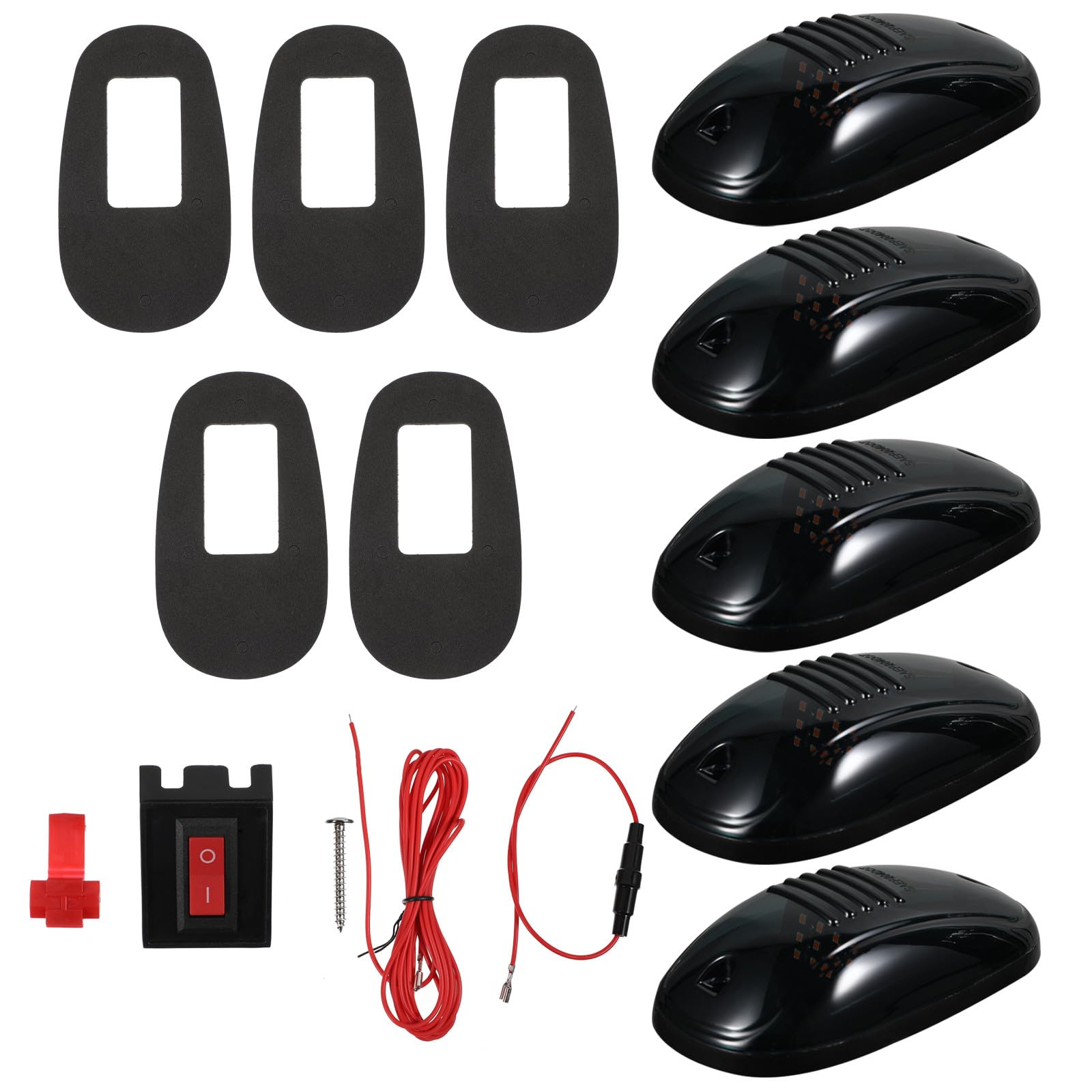 Mipcase Luz de Techo para Cabina de Camioneta, 5 Piezas, Pvc Negro