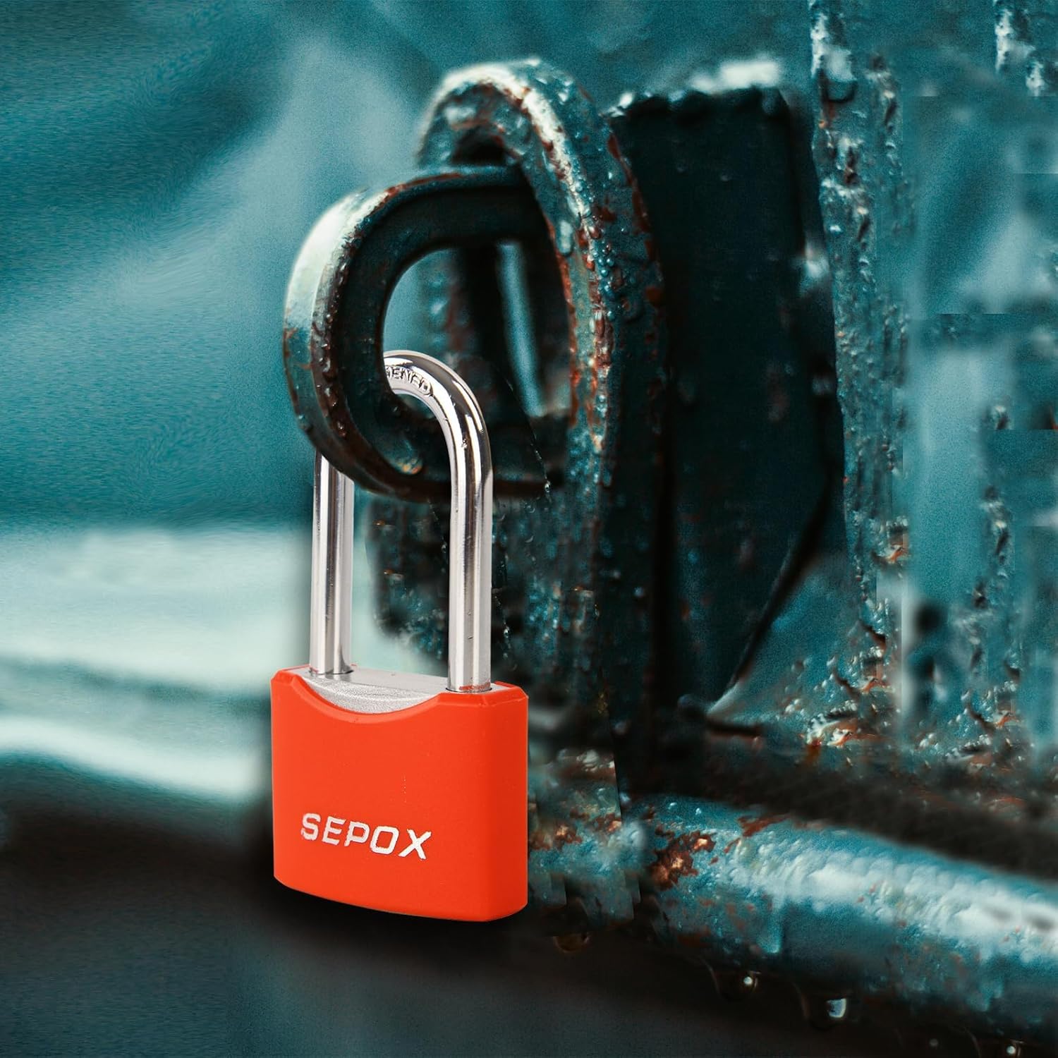 SEPOX® 20Pcs All-Weather Outdoor Padlocks Key Alike, 1-5/8" Long Shackle, Solid Steel Lock, Heavy-Duty with Red Cover, Compact Design for Gate Fence Cabinet Toolbox School Gym Locker w/ 20pcs Same Key