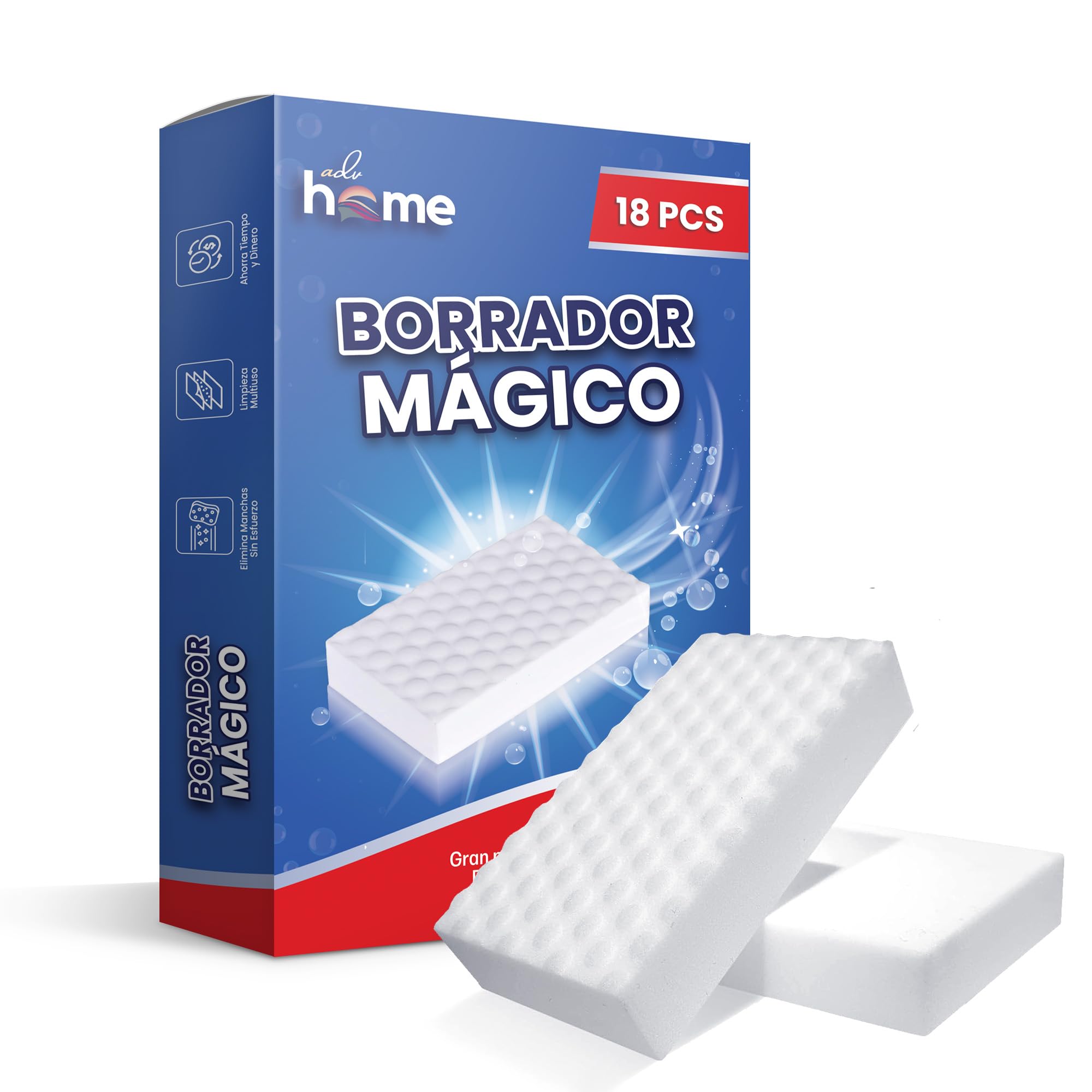 Gomma Magica 18 Pezzi – Spugna Magica Riutilizzabile, Pulizia Solo con Acqua Senza Prodotti Chimici – Ideale per Macchie su Muri, Cucina e Scarpe