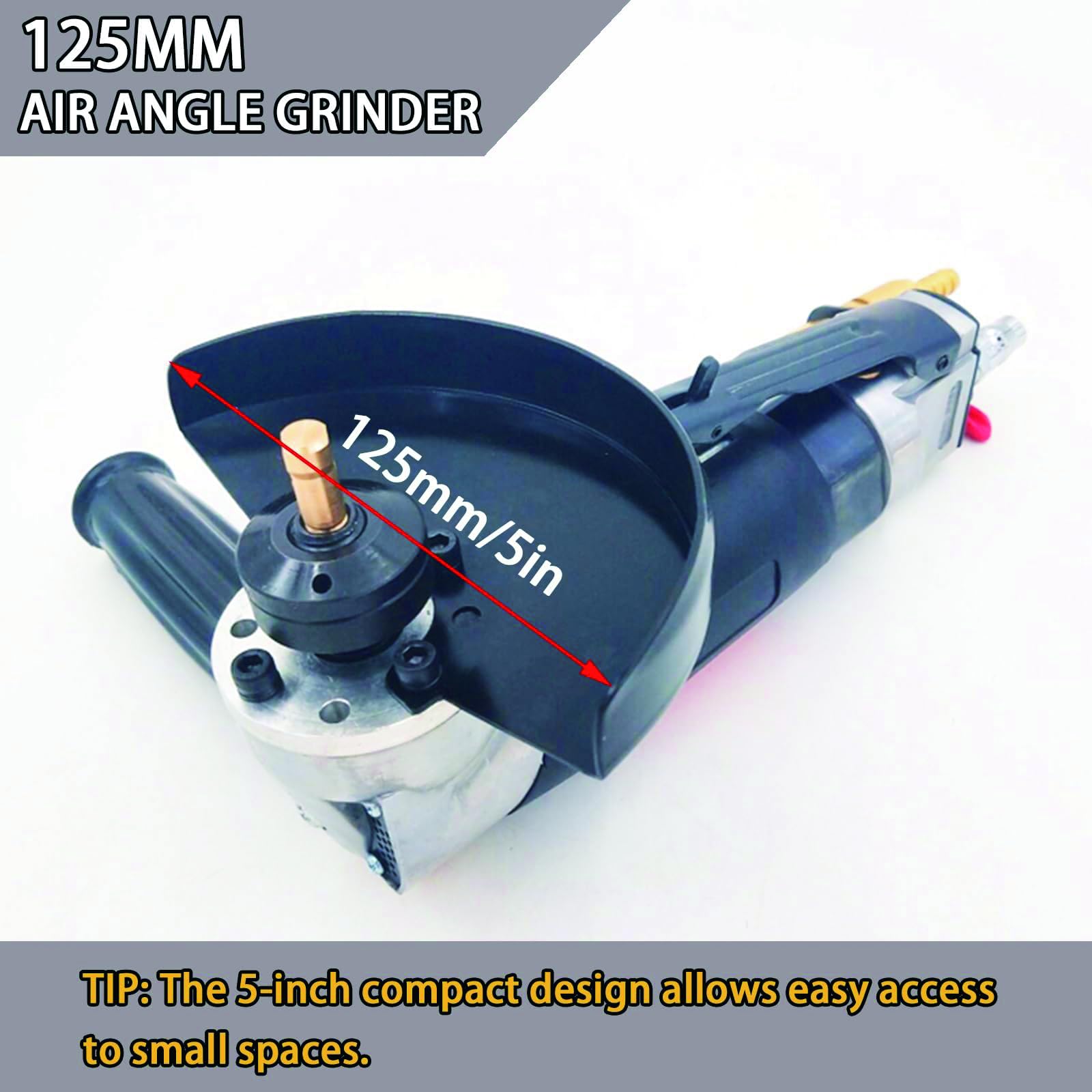 Pulidora húmeda de 125 mm, amoladora angular neumática, 5500 rpm, máquina de corte y pulido alimentada por agua para granito, mármol, hormigón y metal