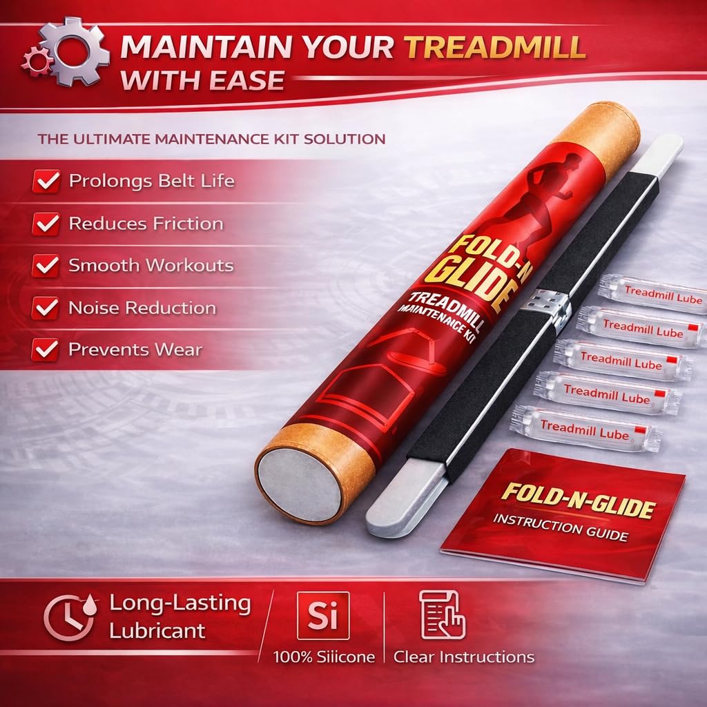 Fold-N-Glide Treadmill Maintenance Kit |Treadmill Lubricant for Belt | 5 x Lube Applications | Foldable Metal 23" Applicator Wand | Directions Included (Fold-N-Glide 5 Applications Kit)