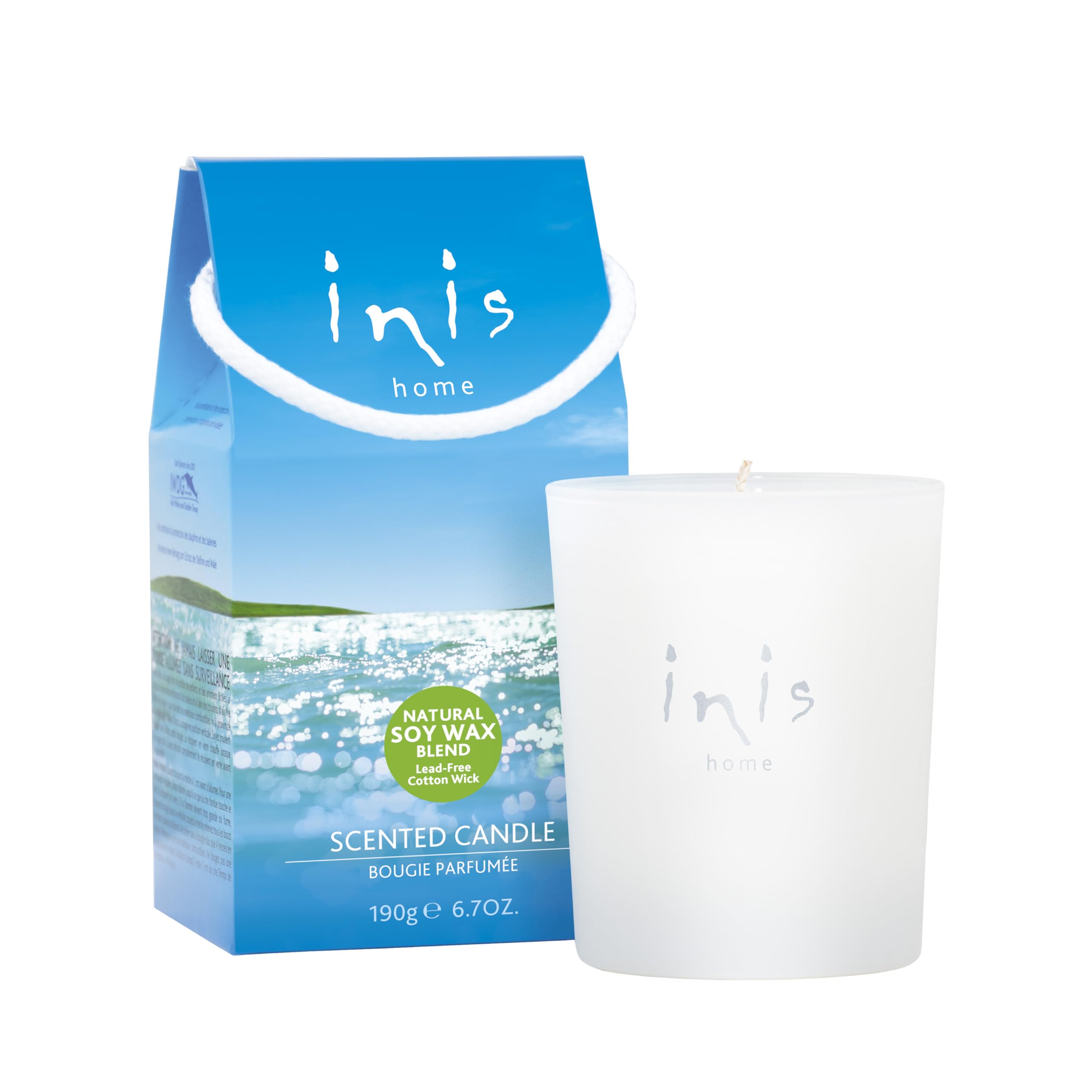 Inis the Energy of the Sea Candle – Ocean-Fresh Scented Candle - Frosted Glass Jar - Natural Soy Wax Blend