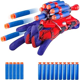 1 Juegos de Guantes de Lanzador, Lanzadores de Spider Guantes Lanzadores de Arañas Lanzador de Héroes Guantes de Spider Lanza Telarañas Spider Plástico Guantes de Plástico Cosplay para Niños