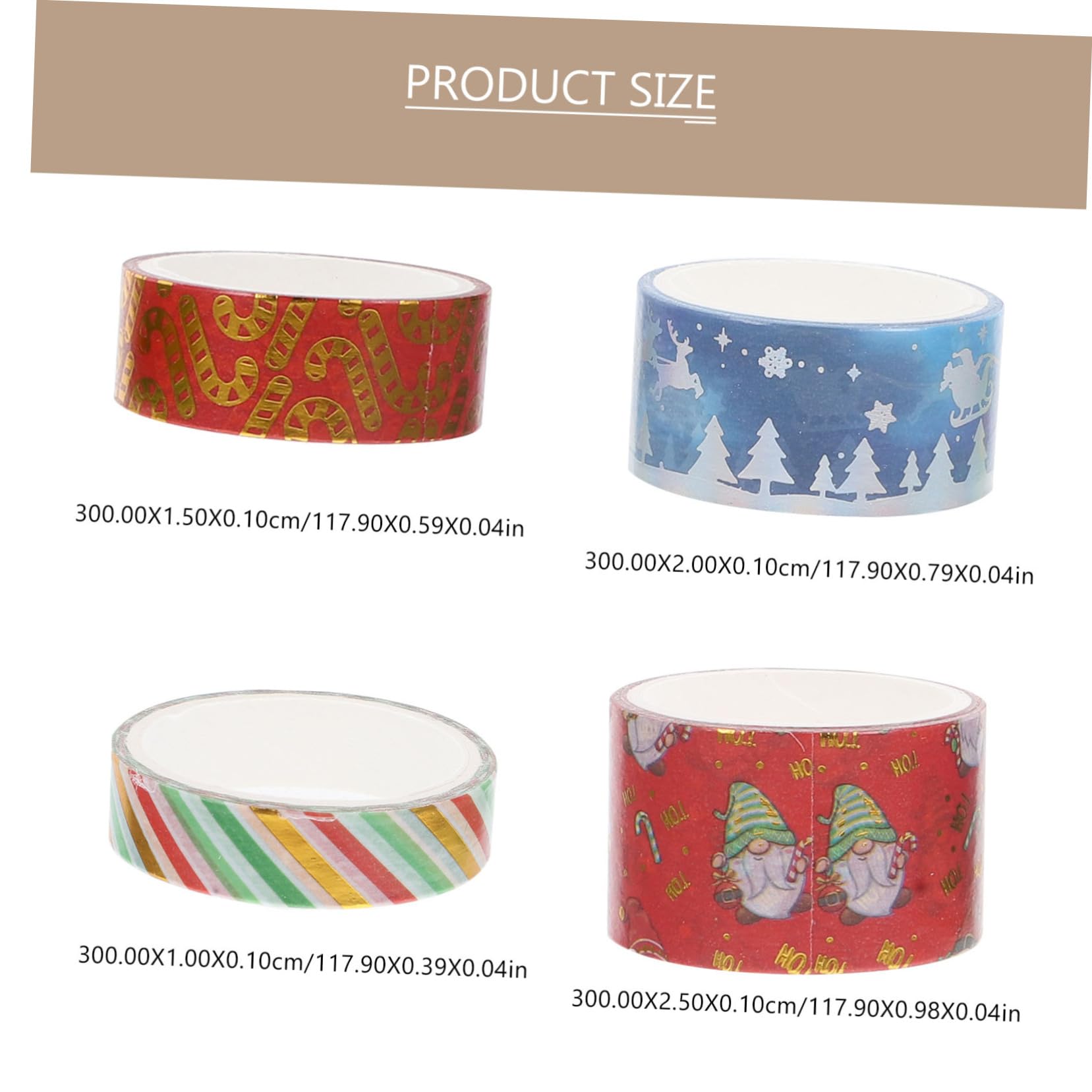 VILLCASE 4sets Pegatinas Decorativas Diy De Cinta Washi Navideña Con Estampado En Caliente (16 Uds) /rollo Alfabeto Doble Sticker Paper Washi Tapes Cintas Washi Papel Japones 16 Rolls*4