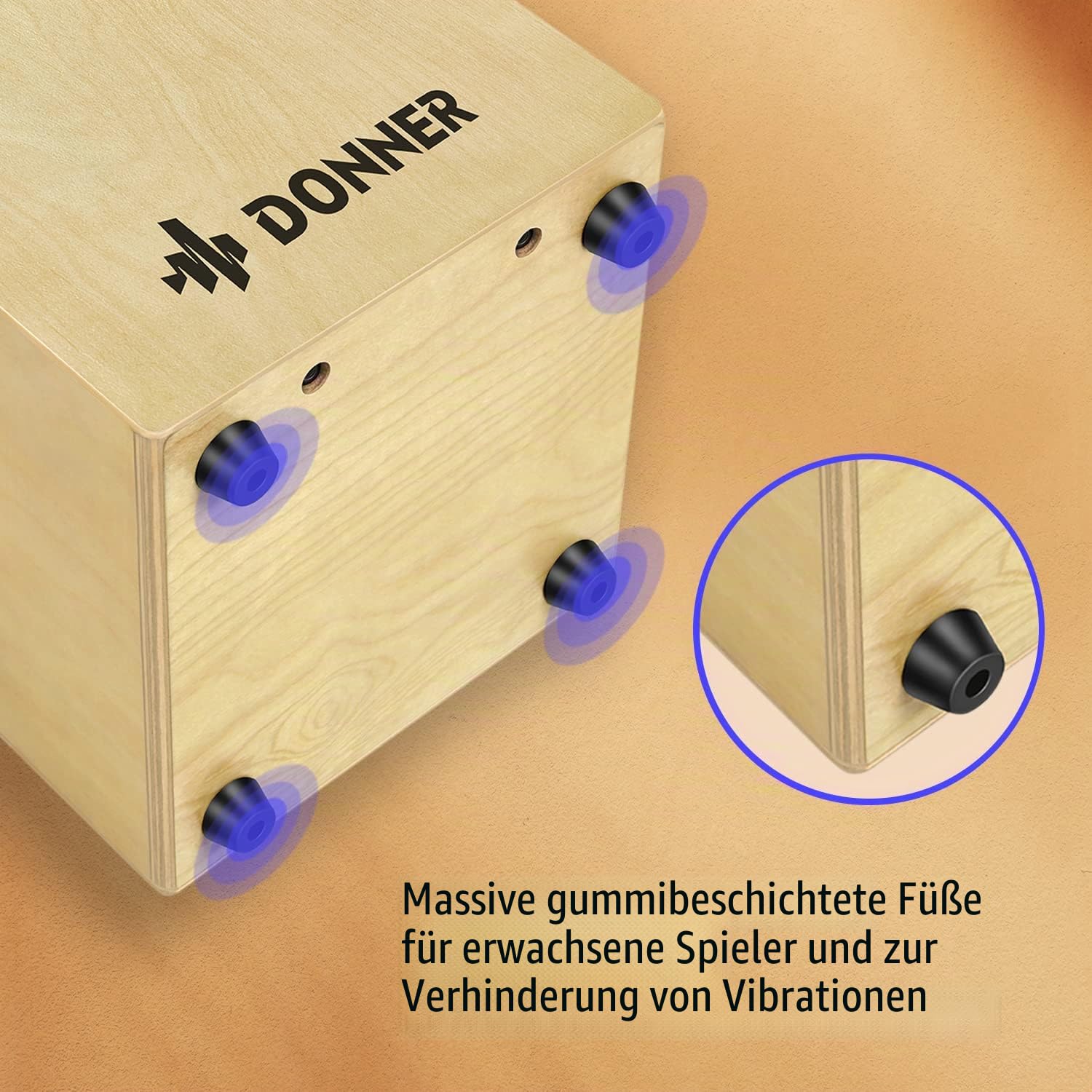 Donner Percussion Cajon Drum Box Full Size DCD-1 mit Tasche