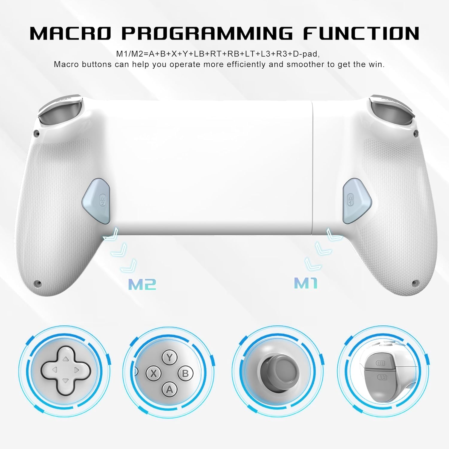 arVin USB C Mobile Gaming Controller for iPad/Tablet(Within 6.7-11 in) USB-C Gamepad with Hall Joysticks/Hall Trigger/Turbo/Back keys, Remote Play for PS5/PS4/Xbox/PC Consoles, Cloud Game, Emulator