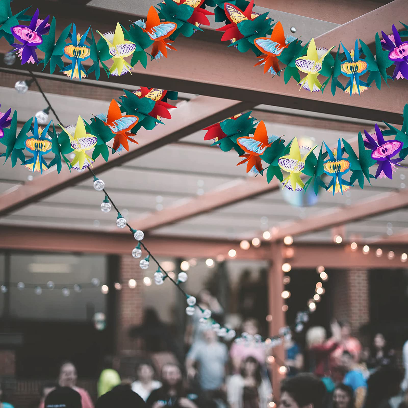 Topico 3pcs Tropical Flower Garlands 9.8ft Tissue Flower Luau Garland