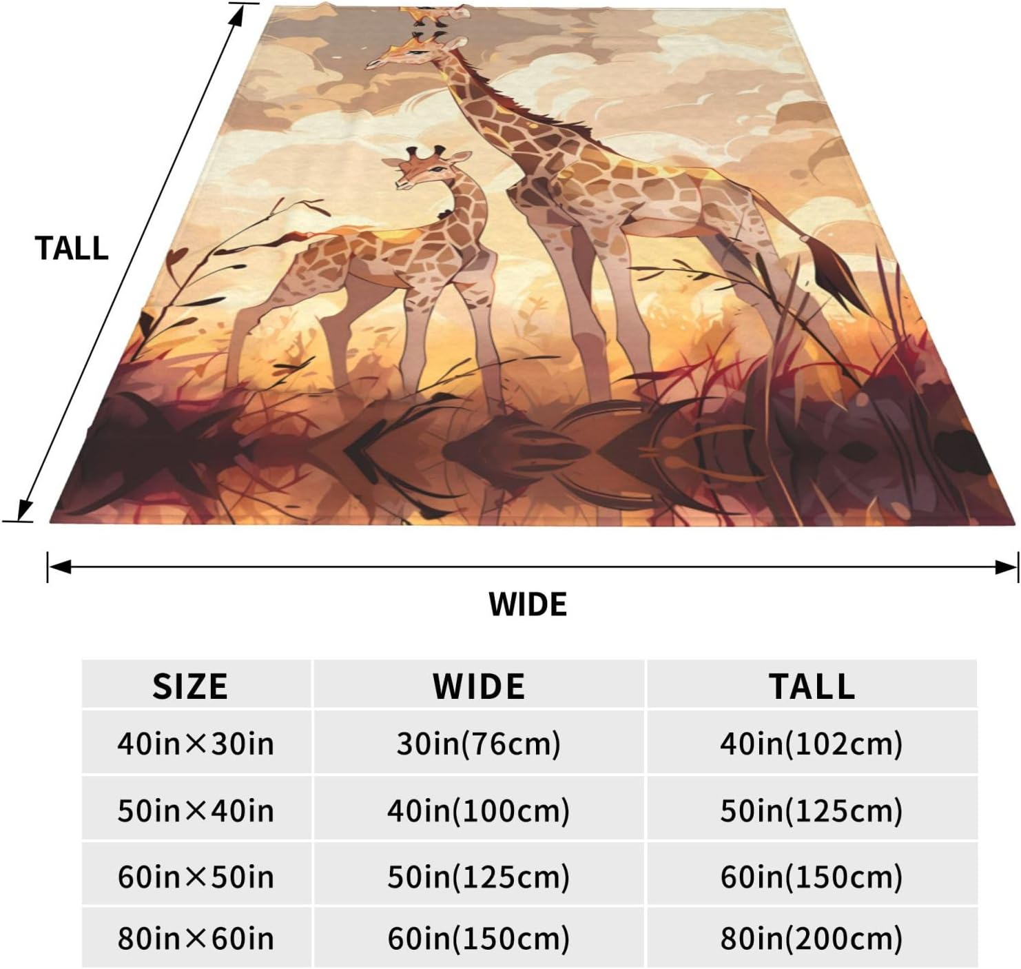 Giraffe Mother and Child Ultra-Soft Micro Fleece Blanket, 60 * 50 inch Size Blanket, Suitable for Bed, Sofa, Camping, Cold Movie Theater or Travel