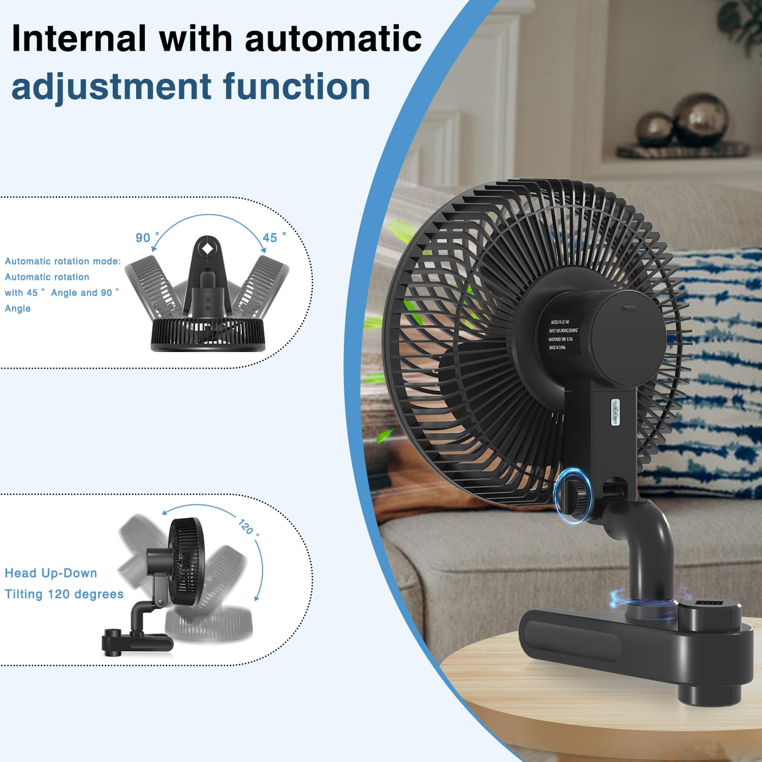 Aygrochy Grow Ventilateur, 10 vitesses, Moteur EC, IP-44, Protection oscillante, Ventilateur à Clip pour Rideau 10 W, Clip Fan Grow Tent