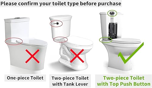 Miniatura 6 de R&T Kit de repuesto para lavabos de inodoro, válvula de llenado de inodoro y válvula de descarga doble de 2 pulgadas
