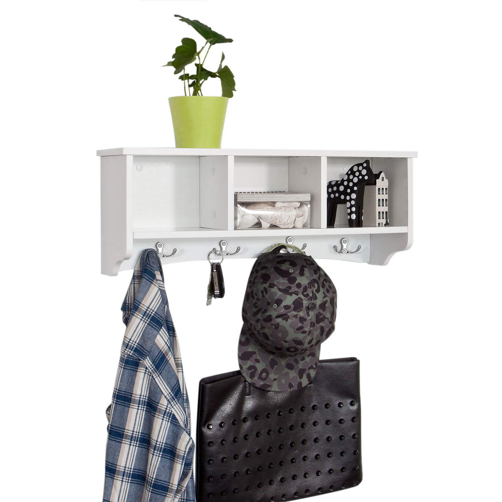 SoBuy Porte-Manteau Mural avec 4 Crochets 60x15x23cm pour entrée