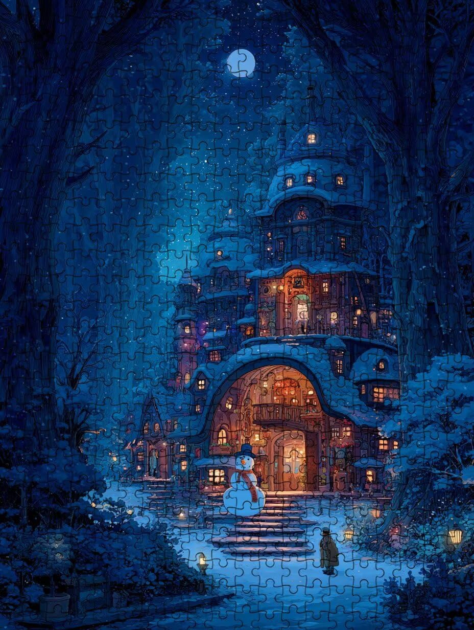 Villa MuñEco De Nieve Puzzle 3000 Piezas, Rompecabezas Adultos Puzzle, Desafiante Puzzles de Decoración Juego de, Juego Educativo para Toda la Familia, para Regalo Decoración FNKL7-1076