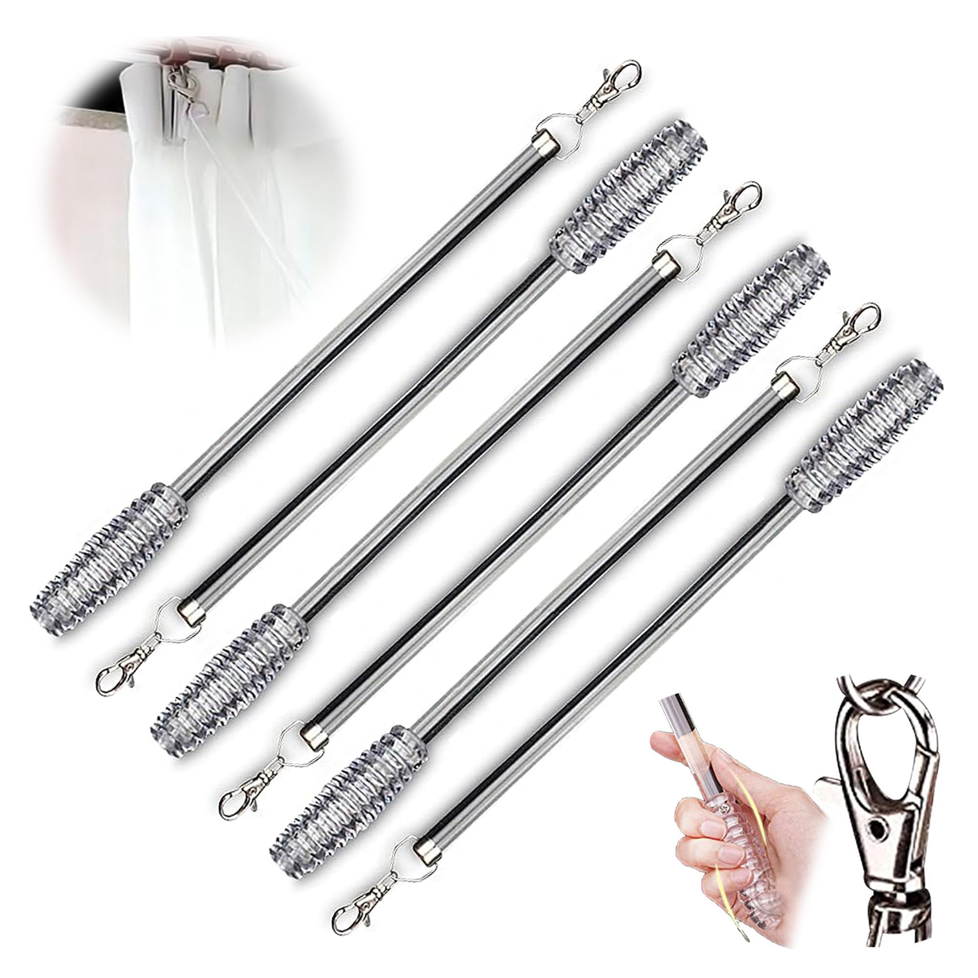 Jos & Haz Drapery Pull Rod 36(6 Pack)- Acrylic Curtain Pull Rod Wand for Opening and Closing Curtains, Versatile Drapery Wand Invisible, Curtain Wands for Grommet Drapes