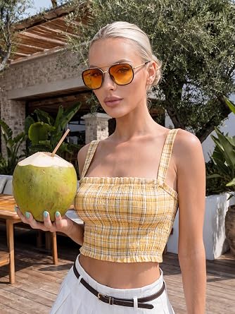 kimorn Tangle Free Polarized Aviator Sunglasses for Women Retro Square Metal Frame, UV400 Protection, Driving & Beach Shades