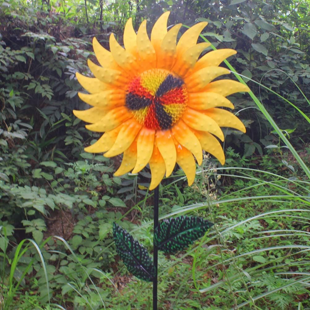 Yardwe Sunflower Windmill Garden Decor Floral for Outdoor Spaces Design for Patios and Backyards Unique Ornaments for Home and Garden