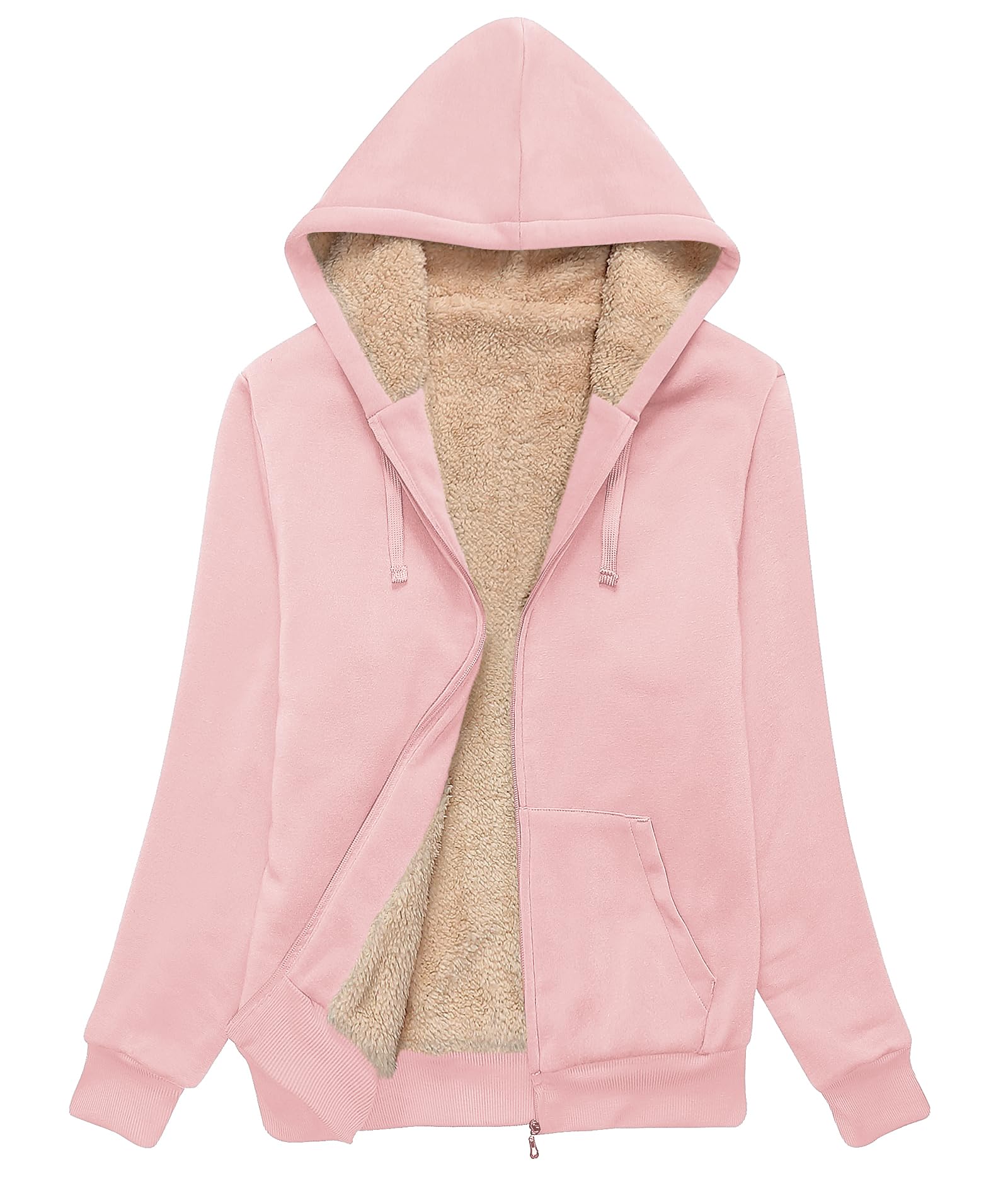 igeekwell Veste Polaire Femme Teddy Velours Sweat Zippé à Capuche Hiver Chaud Blouson Sport Doublure Hoodie