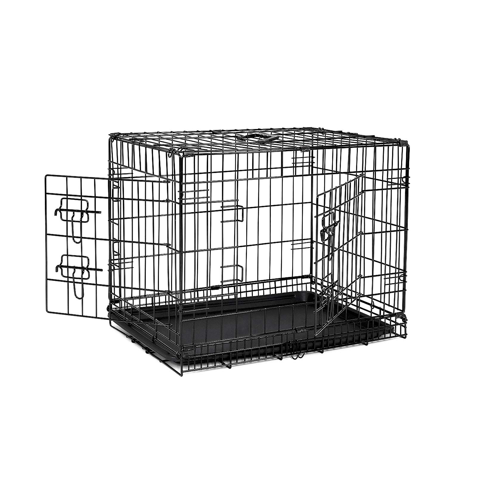 Dibea DC00491 Transport Cage for Dogs, Small Animals Heavy Duty Box Made of Strong Wire Folding/Foldable, 2 Door, Tray, Medium 61 x 44 x 51 cm