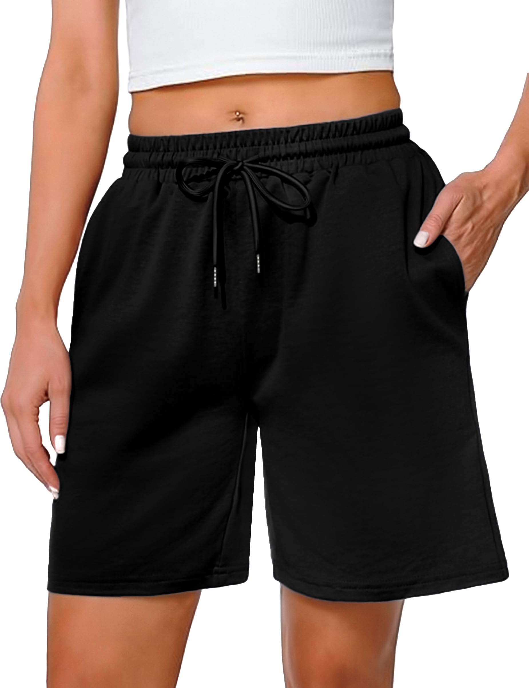 Litherday Jogginghose Damen Kurze Sporthose Kurze Hosen Laufhose Freizeithose Trainingshose Shorts Damen Sommer mit Taschen Elastischer Bund für Running Gym