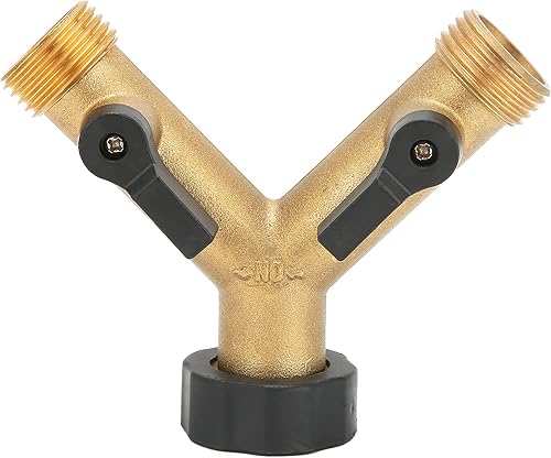 plplaaoo Divisor de manguera de jardín de latón, divisor de manguera, divisor de manguera de 2 vías, conector de manguera de rosca hembra G34,
