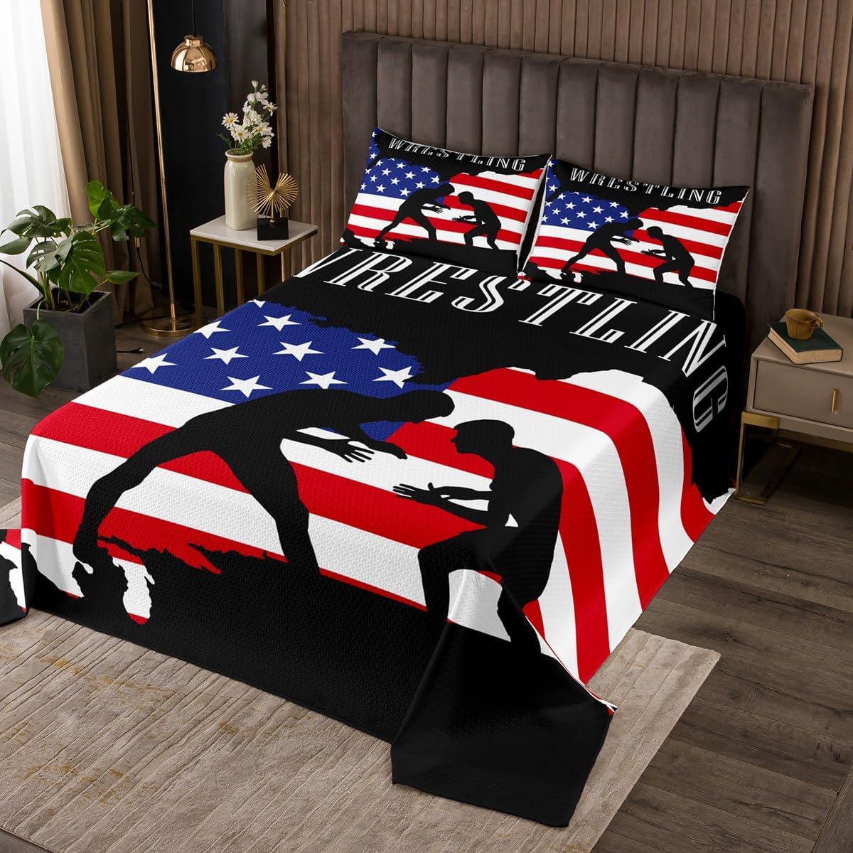 Castle Fairy Boxing Bedspread King Size,Sports Theme Bedding Set Red Boxing Gloves Pattern Comforter Set 3Pcs for Kids Boys Men Adult Room Decor,Pugilism Games Design Quotes Quilt Set,2 Pillowcases