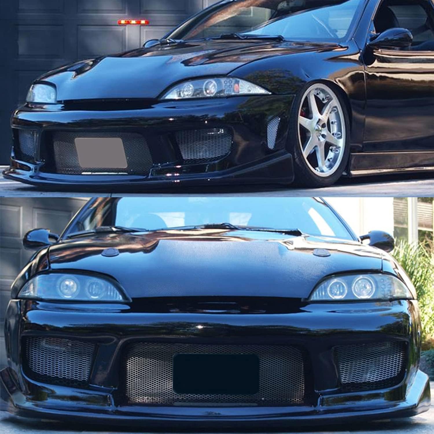 AKKON - For Chevy Cavalier Black Bezel Dual CCFL LED Ring Design Projector Headlights Front Lamps Left + Right