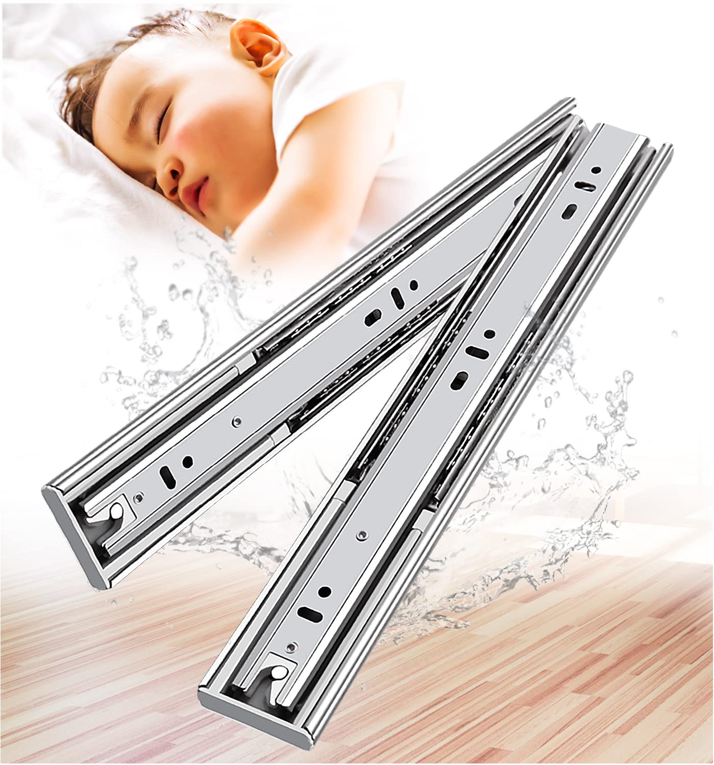YENUO Soft Close Stainless Steel Full Extension Drawer Slides Side