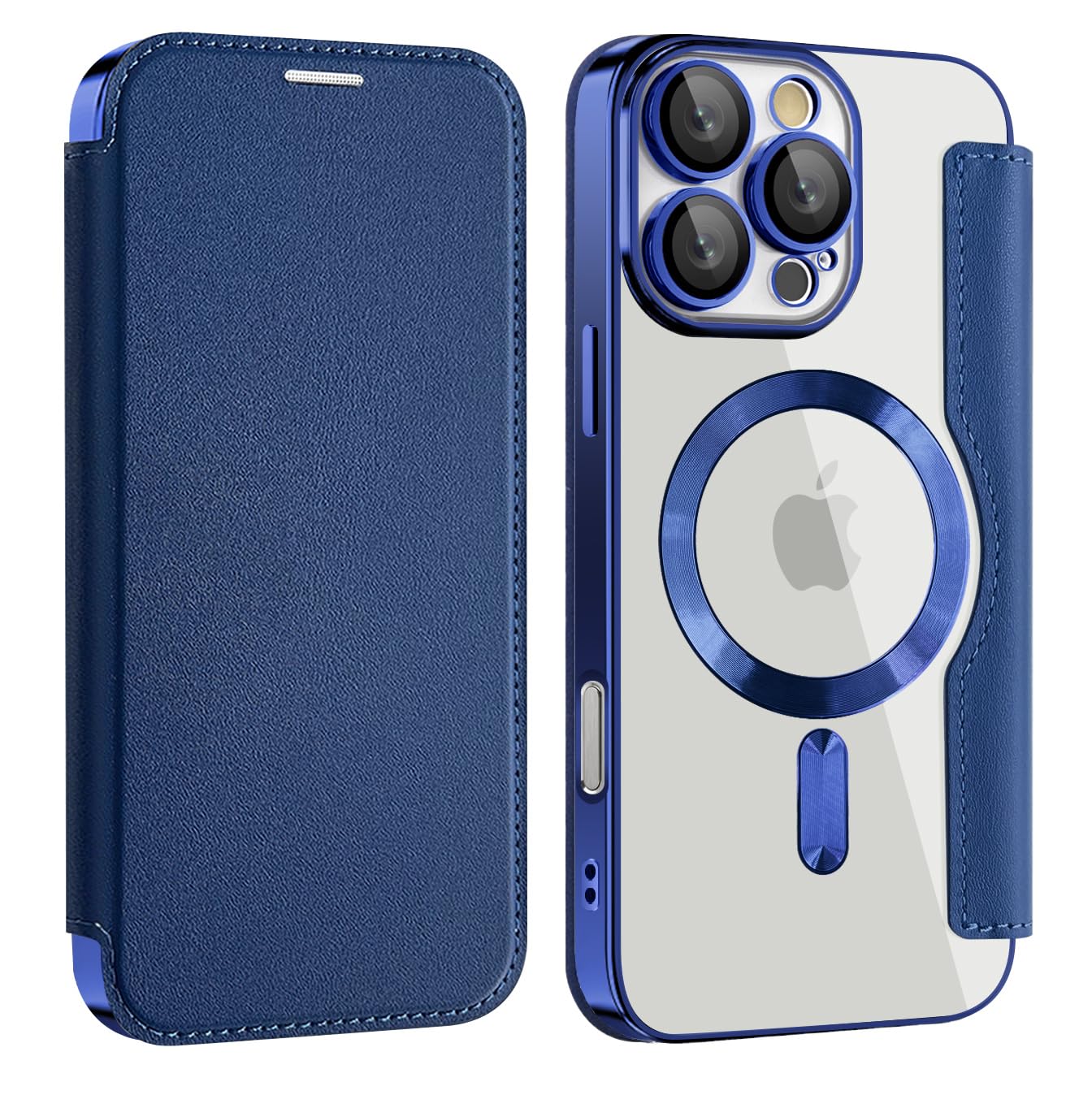 Custodia Magnetica Per IPhone 16 Pro Max Con Portafoglio E Blocco RFID – Pelle Sintetica Grigia, Compatibile MagSafe, Antiurto Con Supporto E Portacarte