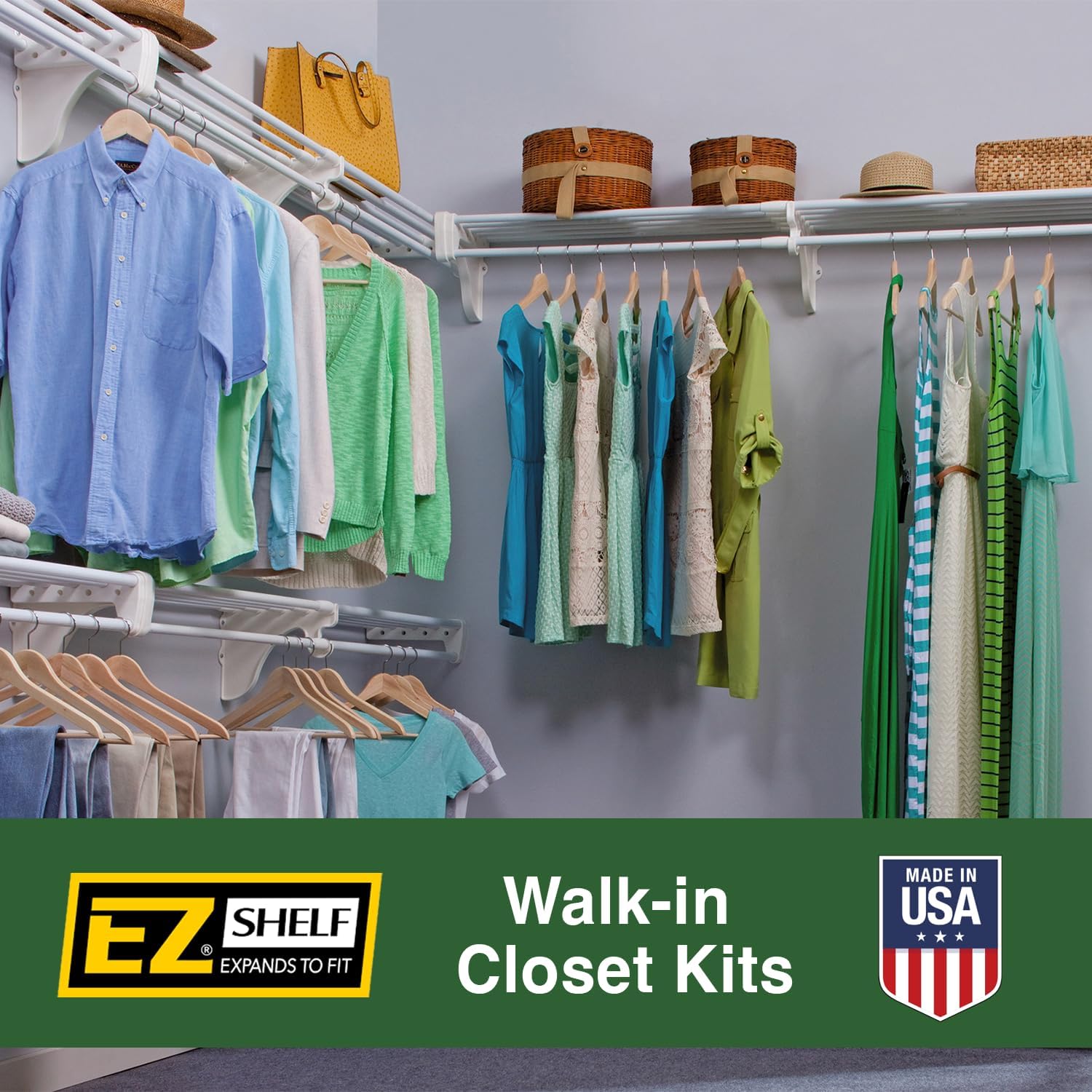 EZ Shelf Expandable Closet Kit with End Brackets