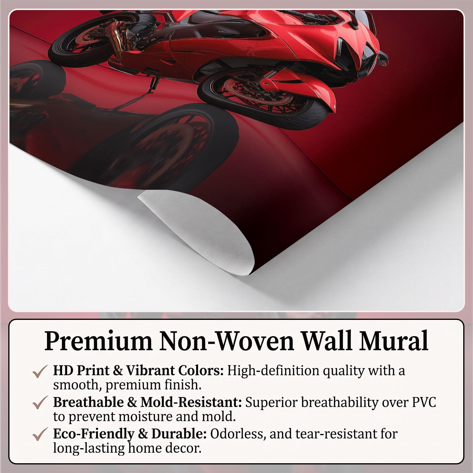 Fototapete Schlafzimmer Wohnzimmer 300x210 cm Extremsport Motorrad Rot, Wandtapete Vlies Tapete UV-Beständig Geruchsfrei Vliestapete Panorama Wandbild Wandposter