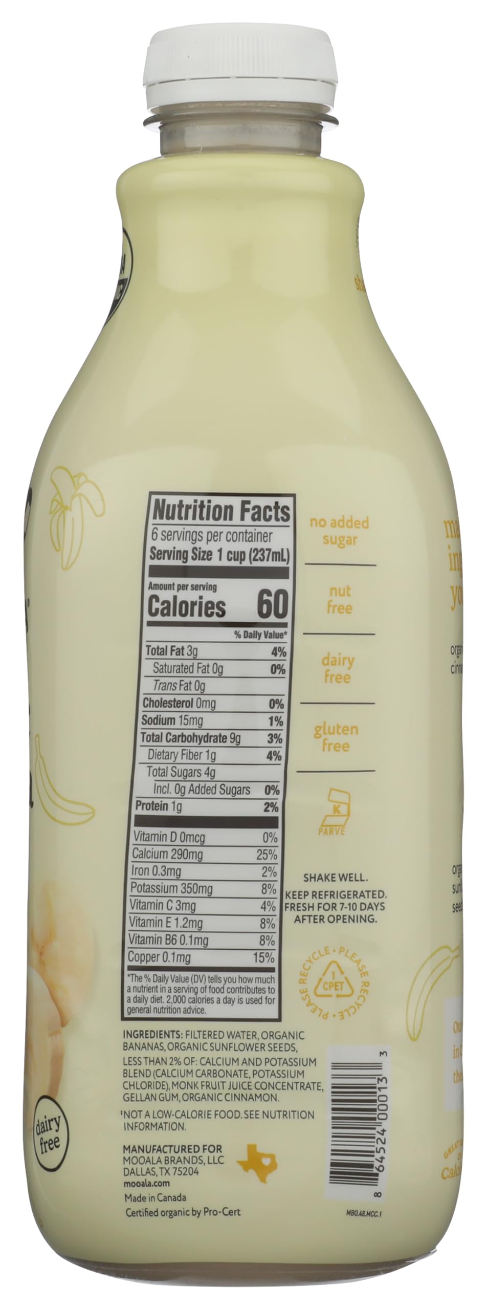 Amazon.com: MOOALA Organic Bananamilk, 48 FZ : Grocery & Gourmet Food