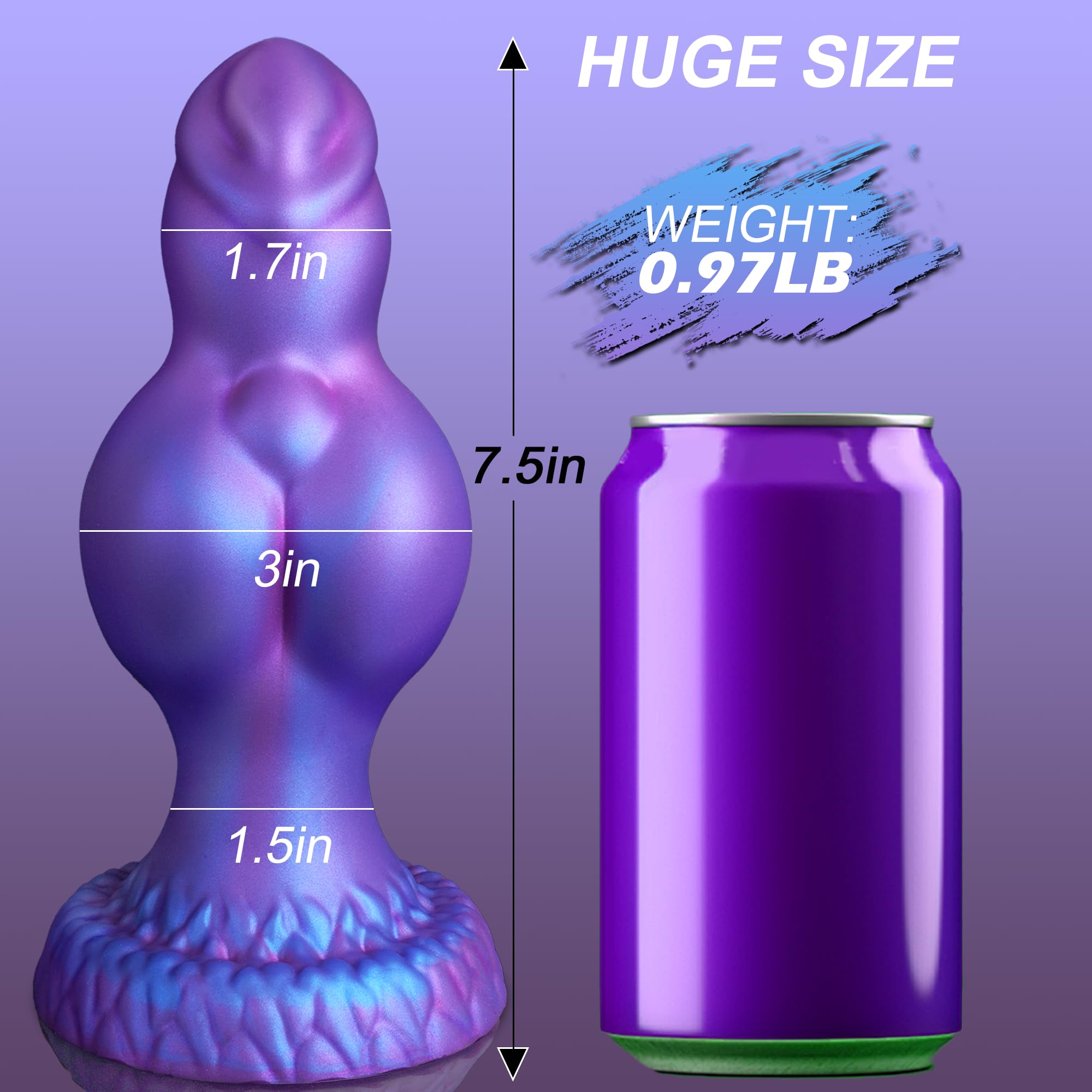 Short Thick Dildo Dog Knot Dildo - 3" Diameter Fantasy Monster Anal XL Giant Knotted Dildos, Alien Animal Fat Dildos Large Butt Plug with Big Suction Cup, Adult Sex Toys for Women Men Gay