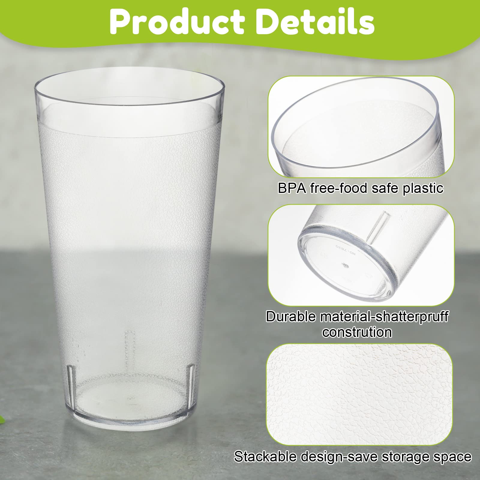 Juego De 4 Vasos De Vidrio Facetados Apilables - 250 Ml, Aptos Lavavajillas Y Microondas