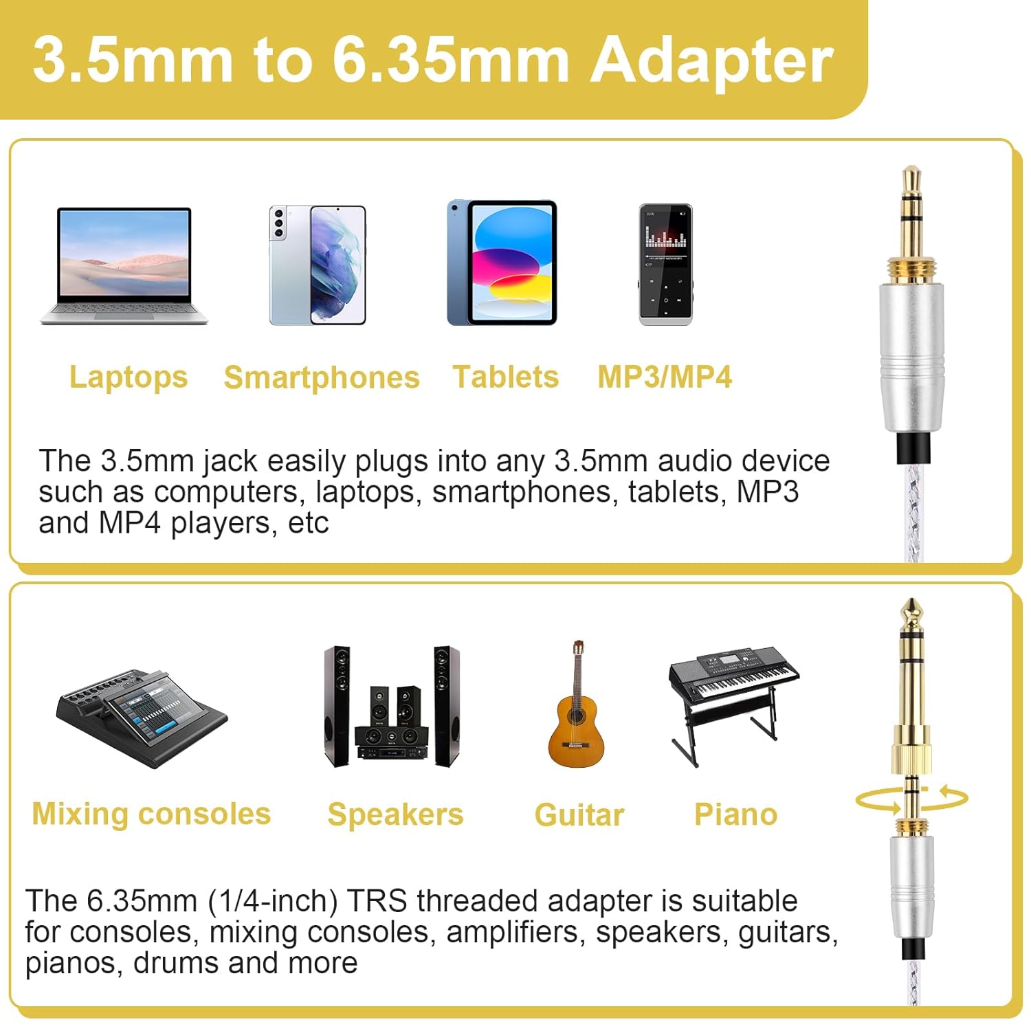 Zosvoses Focal Headphone Cable Compatible with Focal Elear, Elegia, Clear, Stellia, Celestee Headphones, Replacement Audio Cable with 6.35mm Adapter, 4.9ft