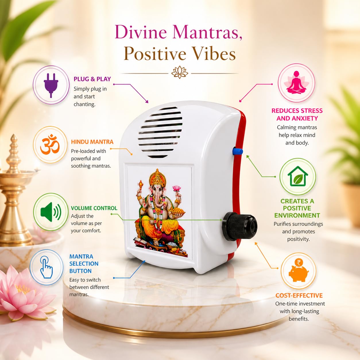 KBV Gayatri Mantra Chanting Device | Mantra Chanting Box | Akhand OM Chant | Mantra Chant of Various Hindu Gods and Goddesses