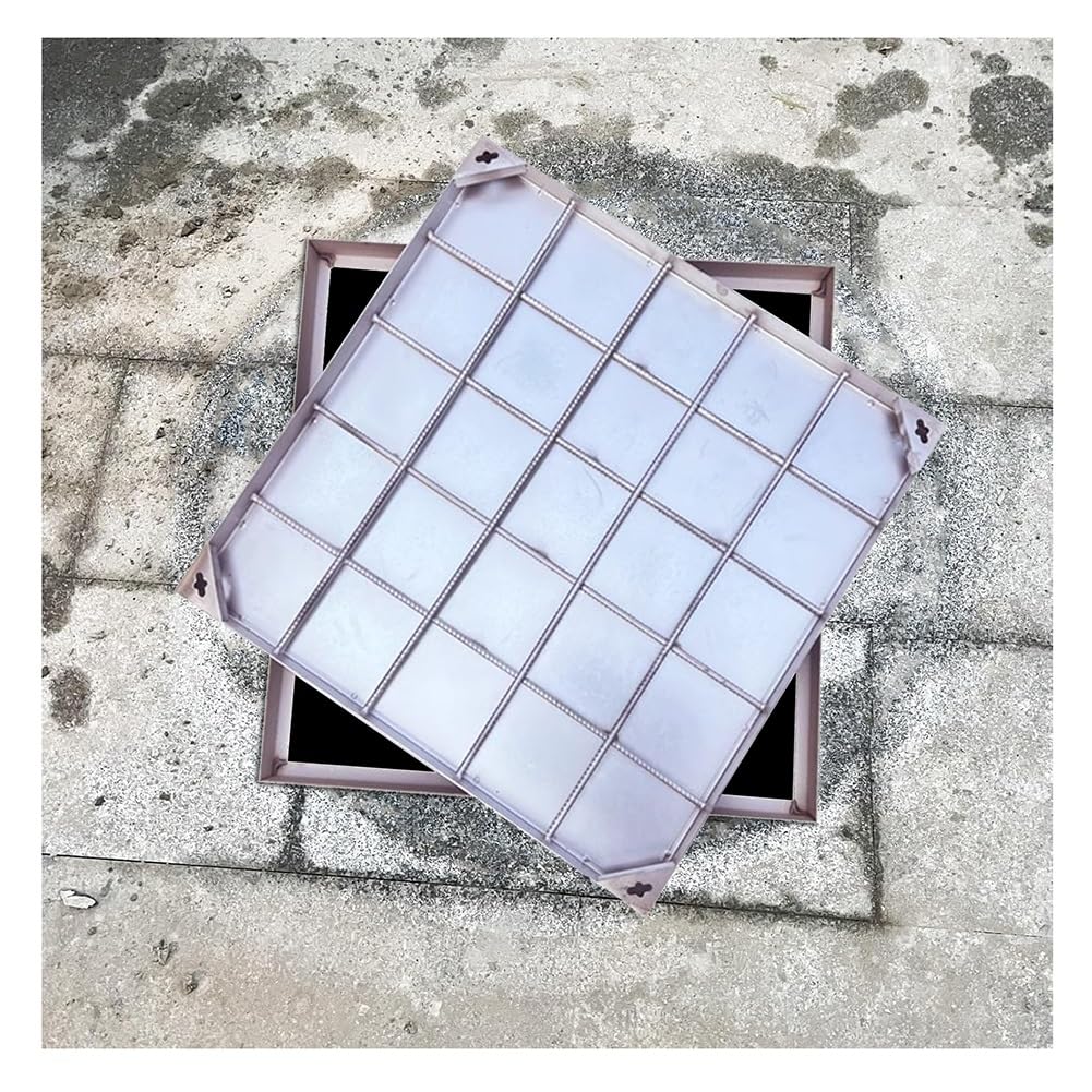 GJMSSMY Stainless Steel Invisible Square Access Cover 30x30x5cm Outdoor Drainage Manhole Lid for Pathway/Driveway Includes Lifting Hooks
