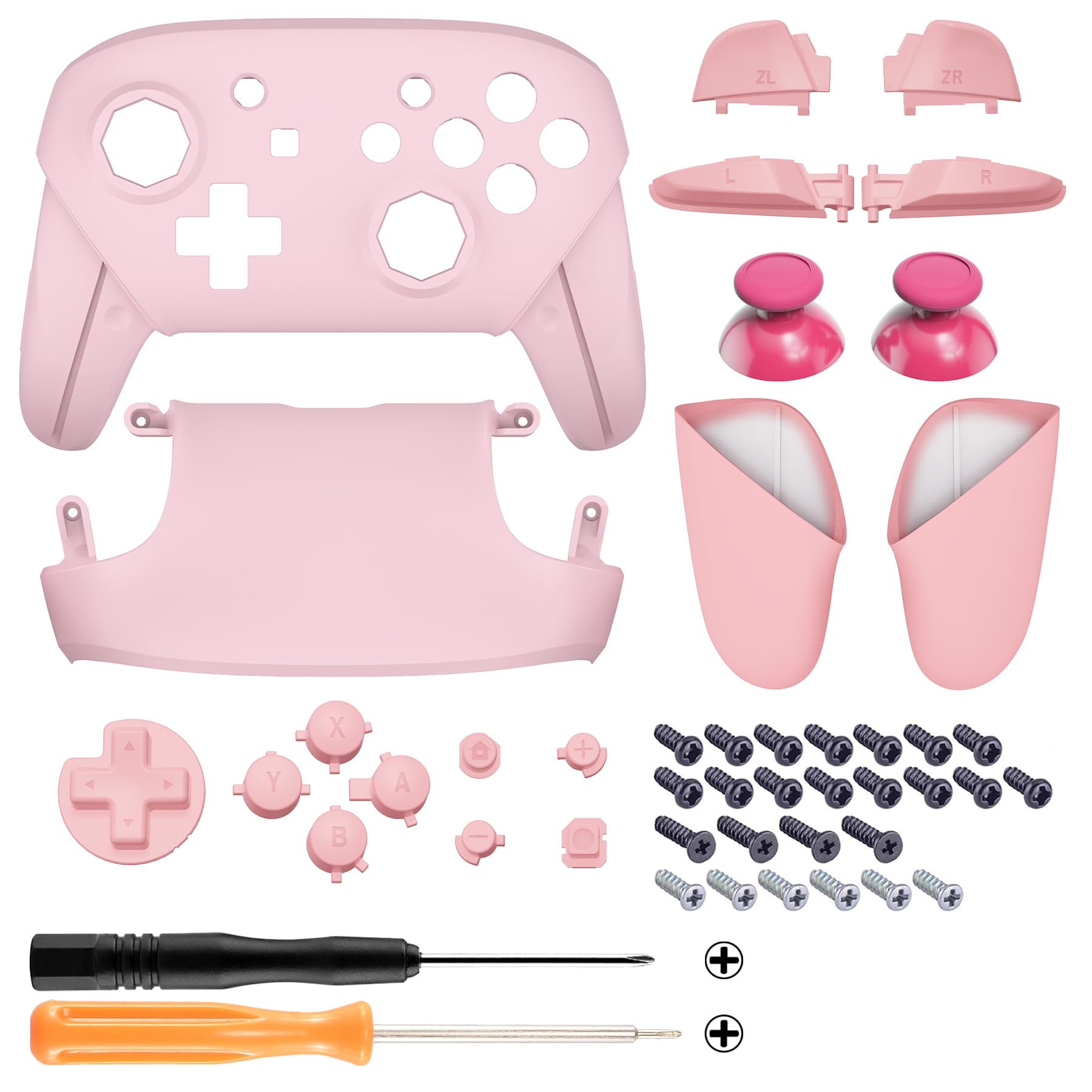 eXtremeRate Carcasa Agarre para Nintendo Switch Pro Accesorios Joysticks Diseño Octagonal Funda DIY Reemplazo Cubierta Grip Shell para Nintendo Switch Pro Control-No Incluye Mando(Cerezo Rosa)
