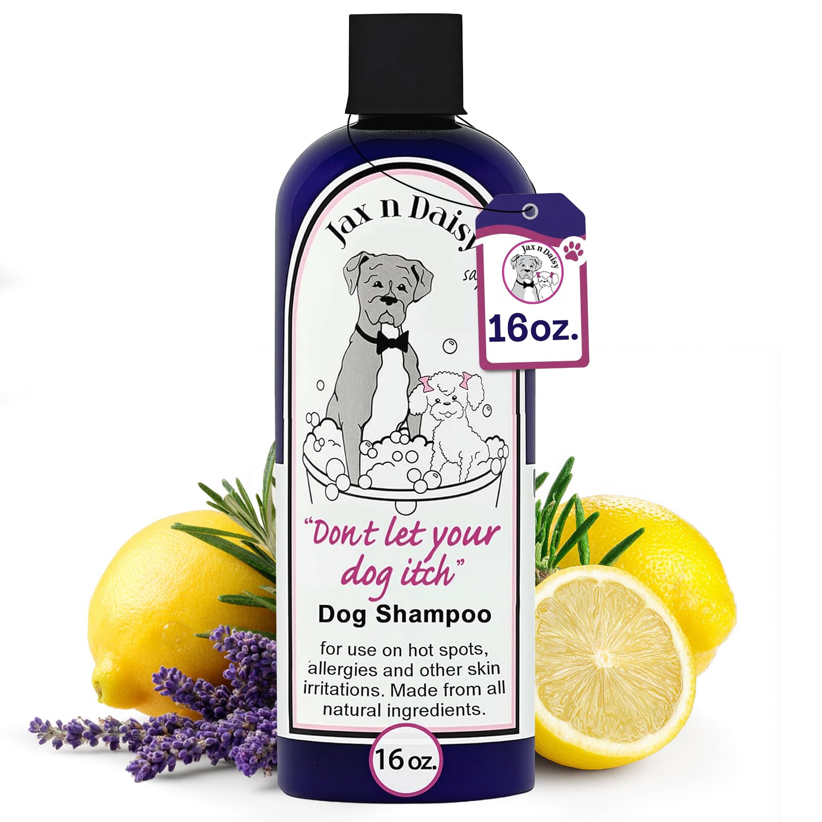 Jax n Daisy Dog Shampoo - Gentle and Effective Allergy and Sensitive Skin Shampoo for Dogs - Eliminates Odors, Fleas, and Soothes Itchy Skin - Perfect for Puppies