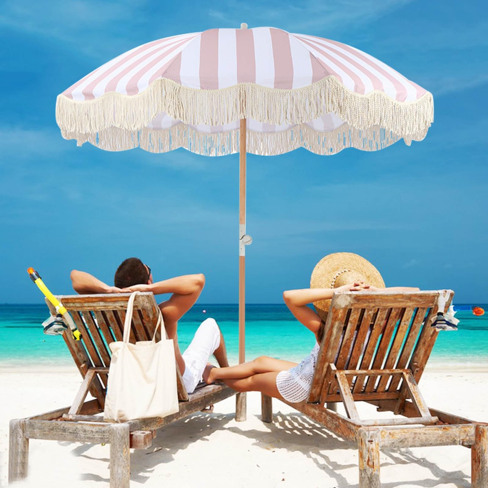 Sombrilla Playa Grande Con Borlas Rosa Sombrilla De Playa Portátil Hawaiano Parasol Jardin Inclinable 2m Sombrilla Terraza Exterior Sombrilla Jardín Impermeable Anti UV