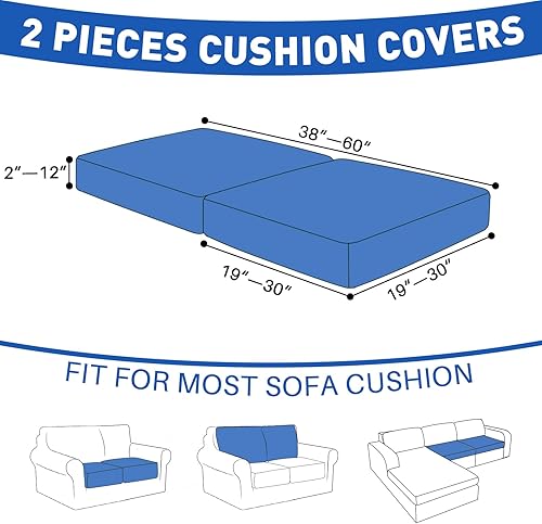 Miniatura 3 de MAXIJIN Fundas de cojín impermeables elásticas para sofá de asiento de sofá, lavables, fundas de cojín seccionales para exteriores con parte