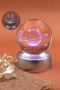 3d Milky Way Themed Saturn Girl Illuminated Glass Globe