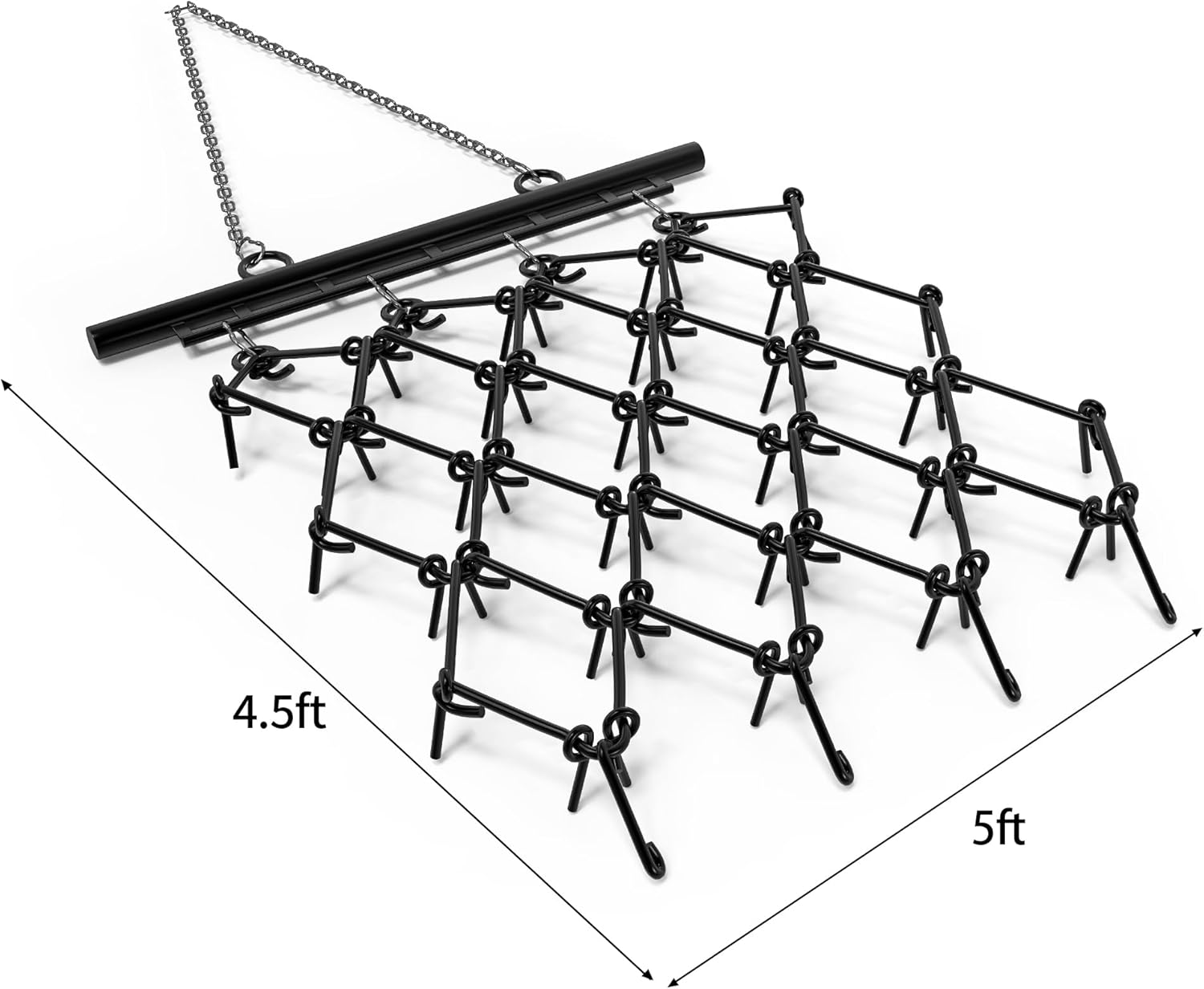 YINTATECH ATV Drag Harrow 5'W x 4.5'L, Heavy Duty Chain Harrow with 69 1/2'' Tines for Lawn Tractors, ATV & UTV Attachments