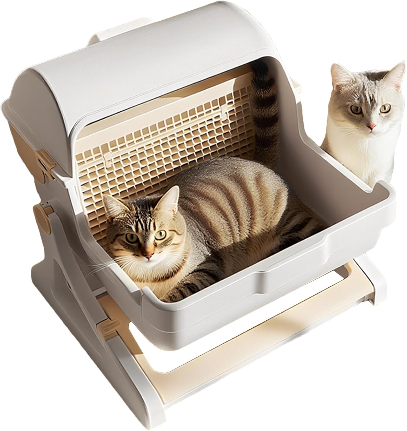 自動猫トイレ, 半自動猫トイレ 清掃機能, 大型 消臭 安全 多頭飼い対応 オープントップデザイン キャビネット 屋外 アパート 家