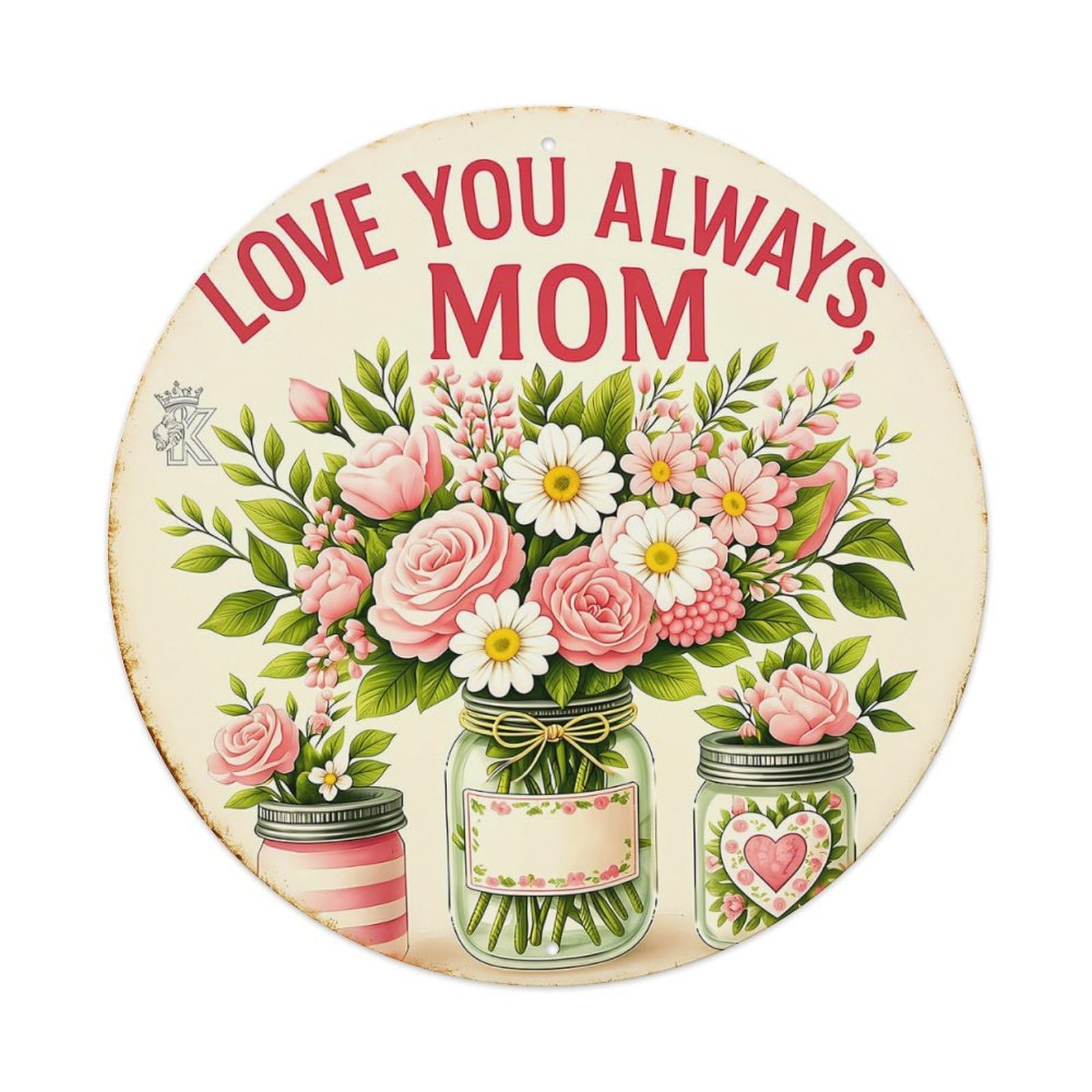 Floral Arrangement In Jars With Heart Tin Sign Metal Poster Vintage Metal Signs for Home Man Cave Bar Cafe Kitchen laundry room Wall Decorations Gift 8x8Inch